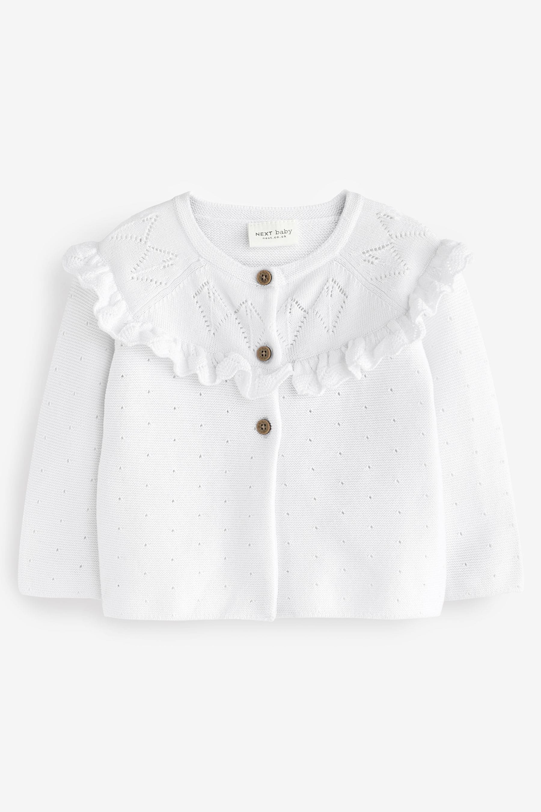 White Pointelle Baby Cardigan (0mths-2yrs)