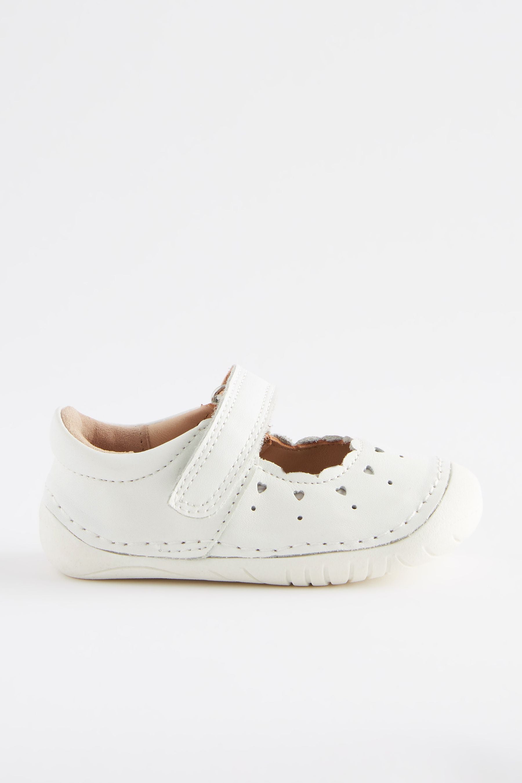 White Leather Crawler Mary Jane Shoes