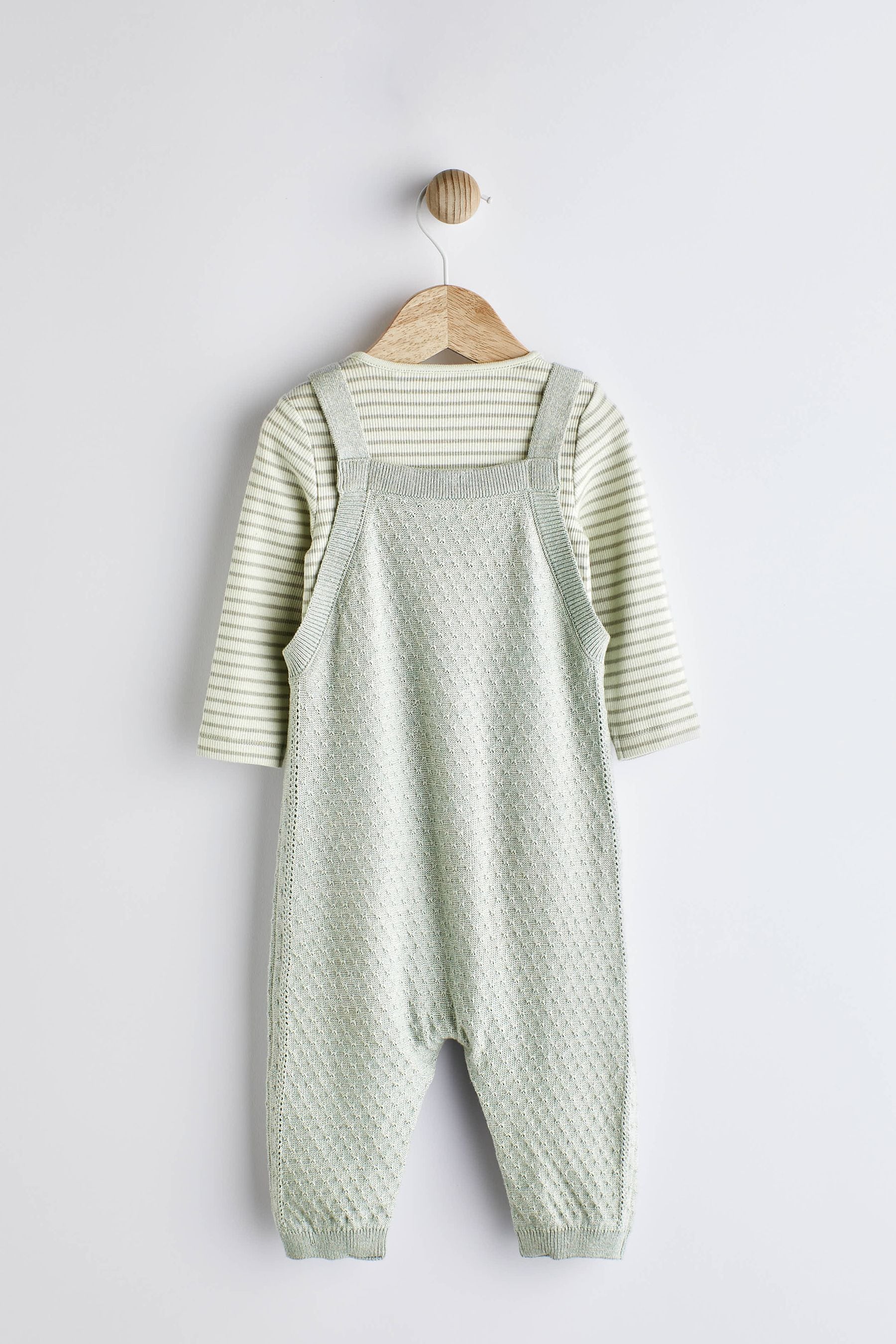 Green Knitted Baby Dungarees And Bodysuit Set (0mths-2yrs)