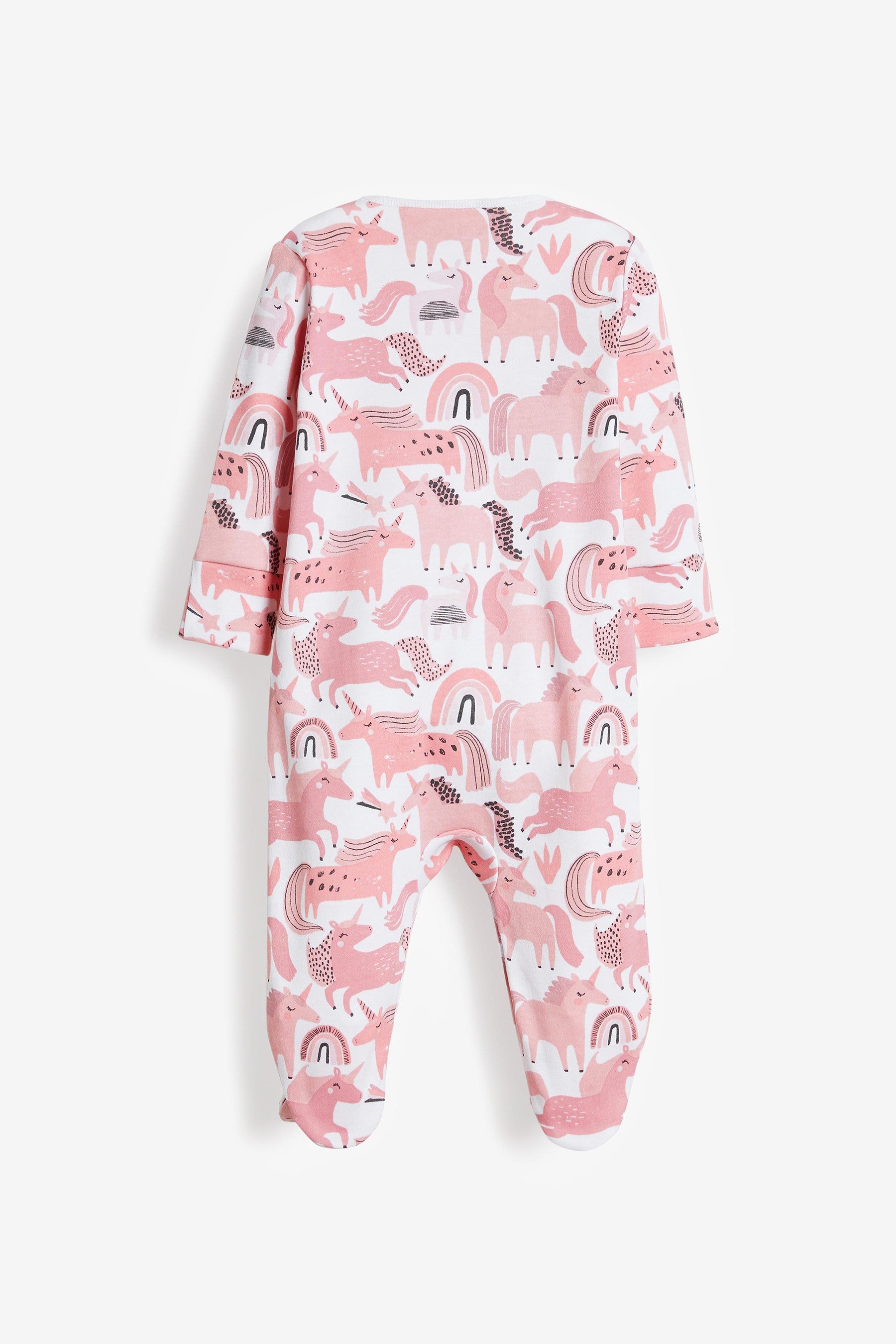 Pink Unicorns Baby Sleepsuits 3 Pack (0-0mths)