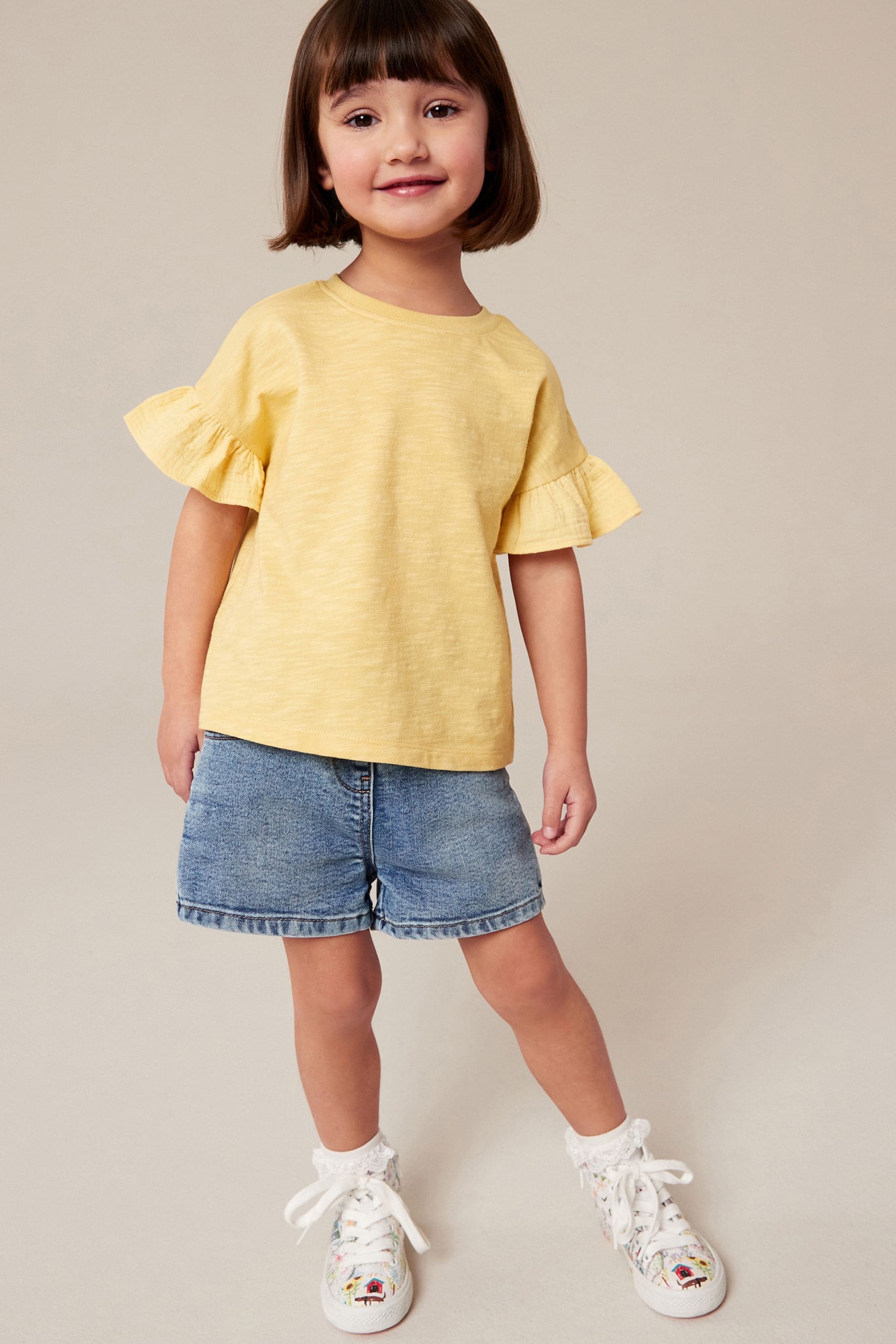 Yellow Frill Short Sleeve T-Shirt (3mths-7yrs)