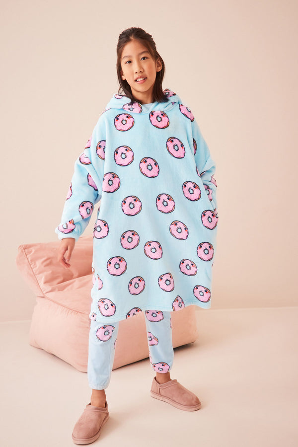 Blue Doughnut Character Hooded Blanket (3-16yrs)