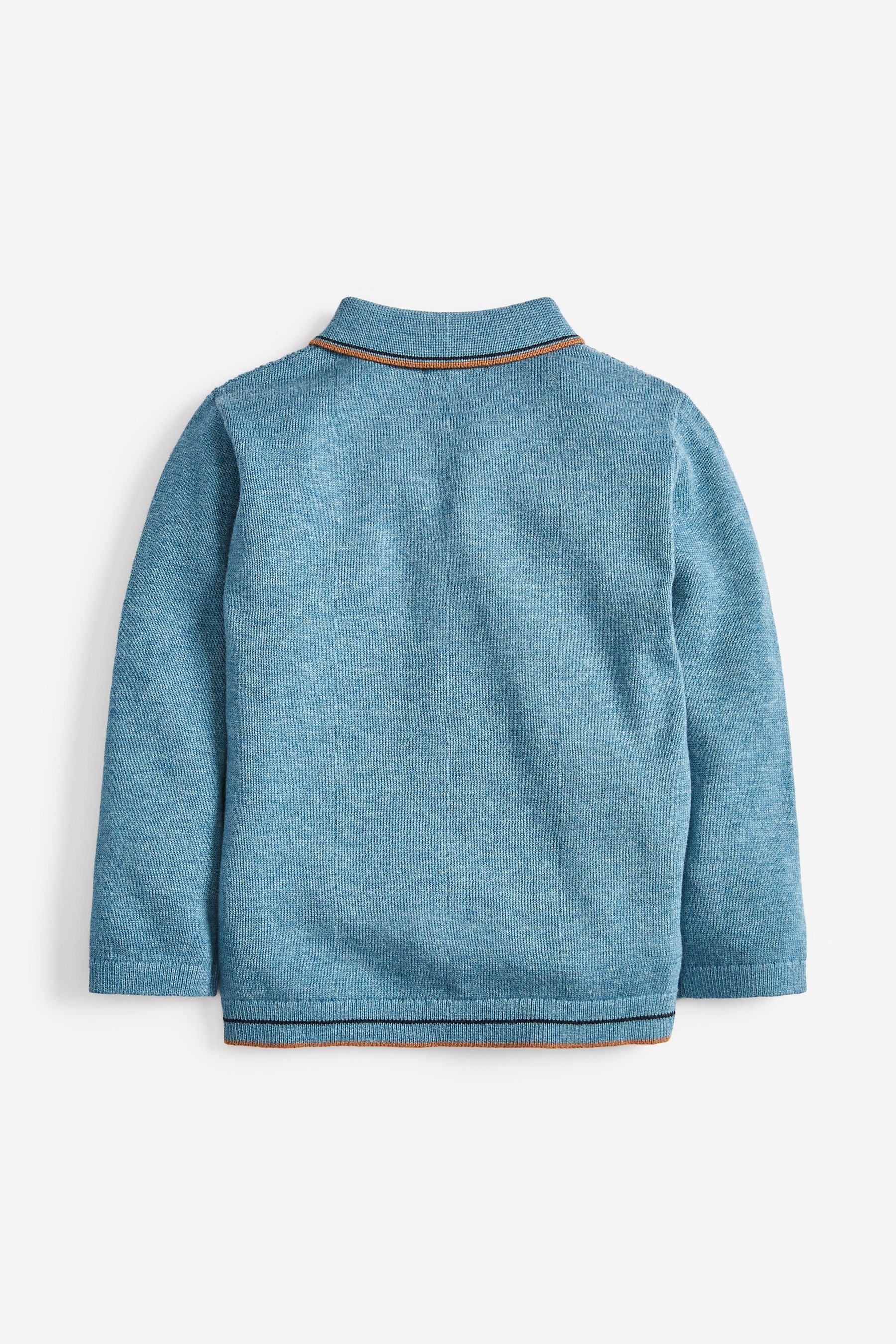 Blue Knitted Textured Polo Shirt (3mths-7yrs)