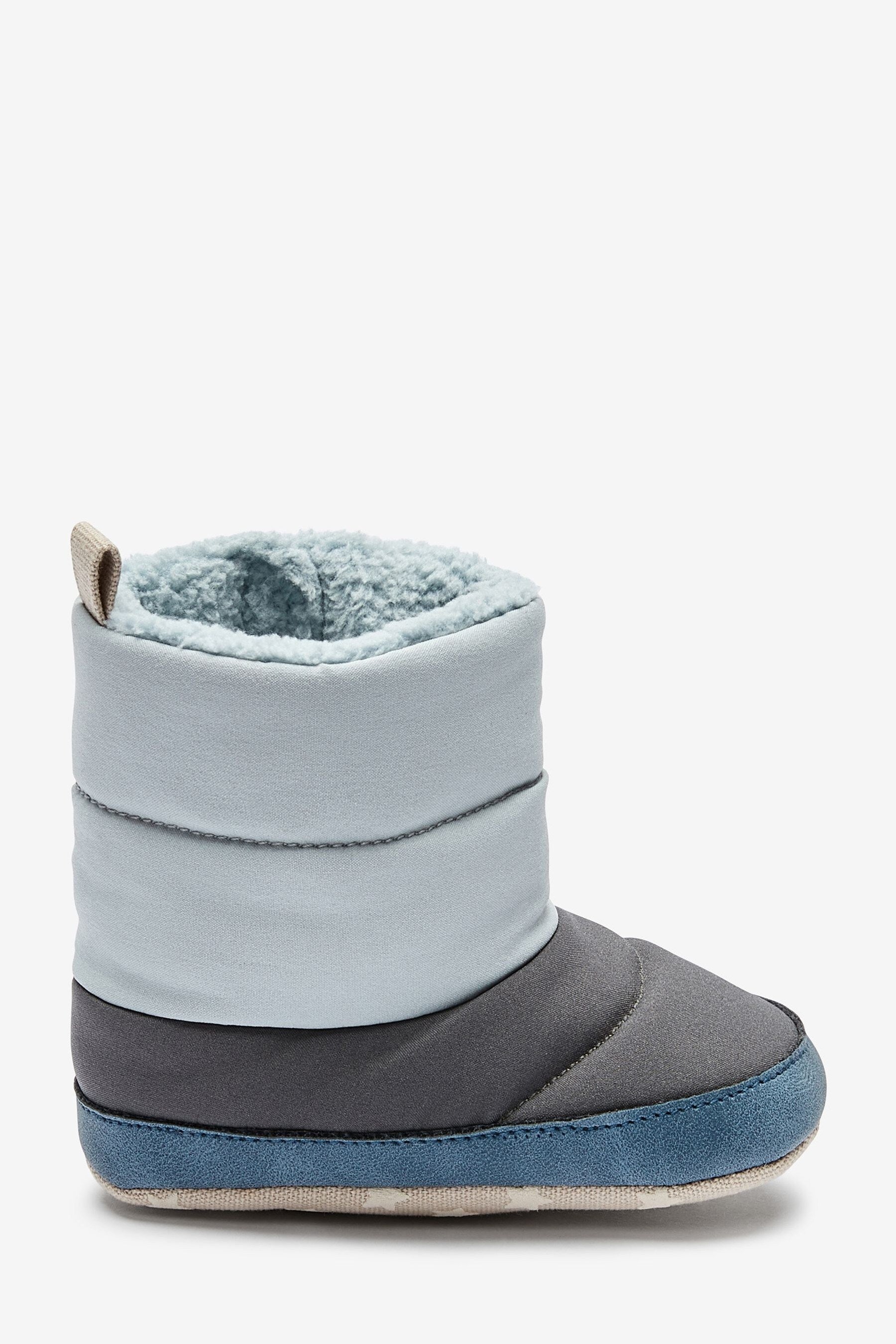 Blue Colourblock Quilted Baby Pram Boots (0-24mths)