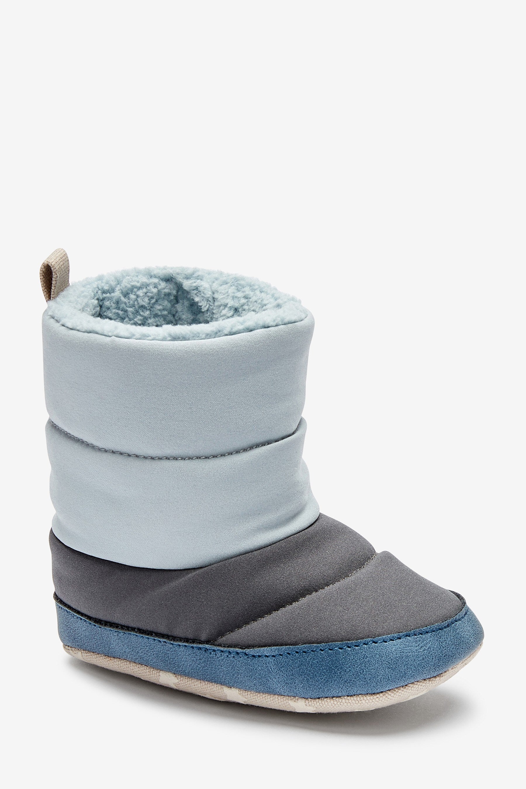 Blue Colourblock Quilted Baby Pram Boots (0-24mths)