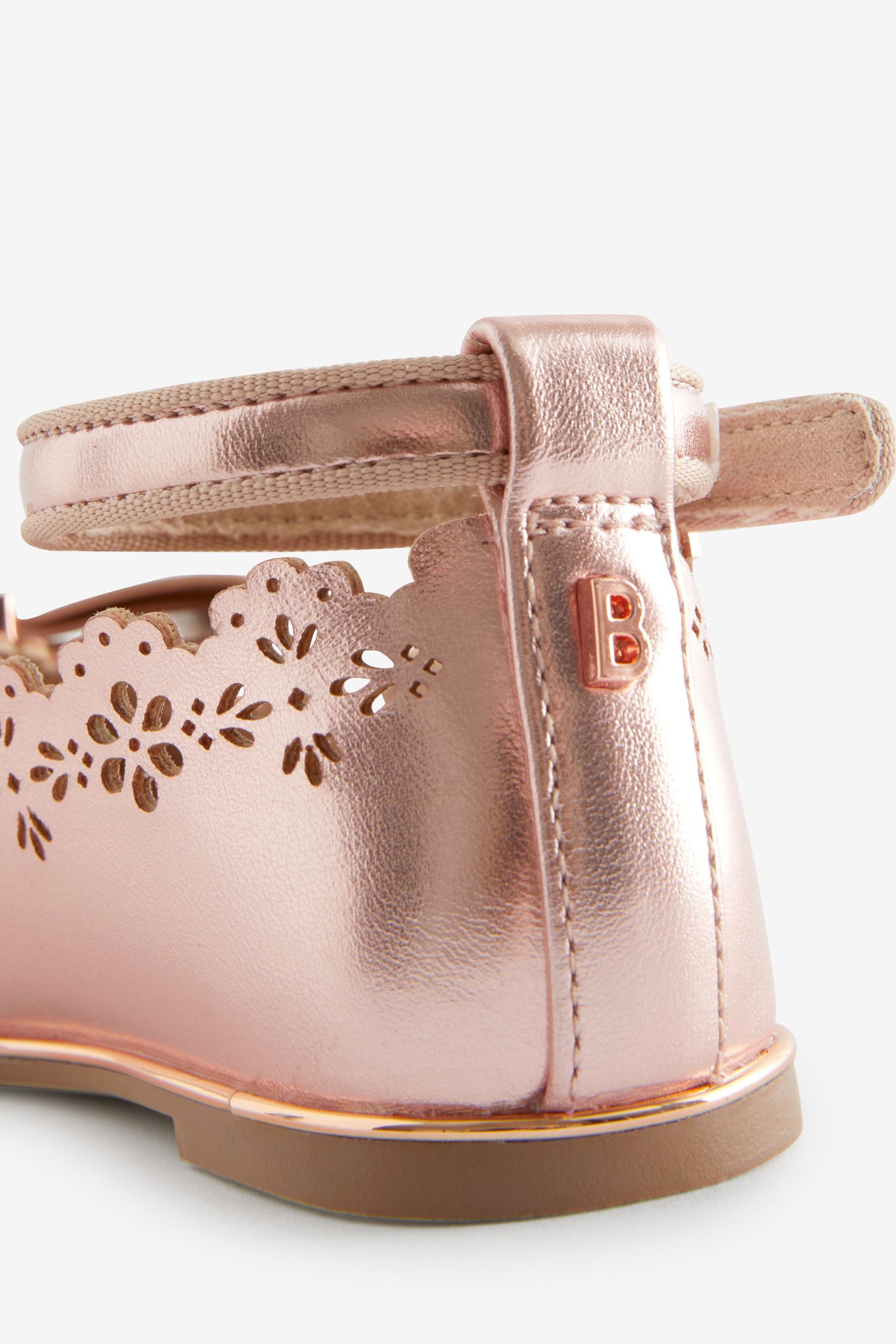 Rose Gold Baker by Ted Baker Girls Scalloped Shoes with Glitter Bow