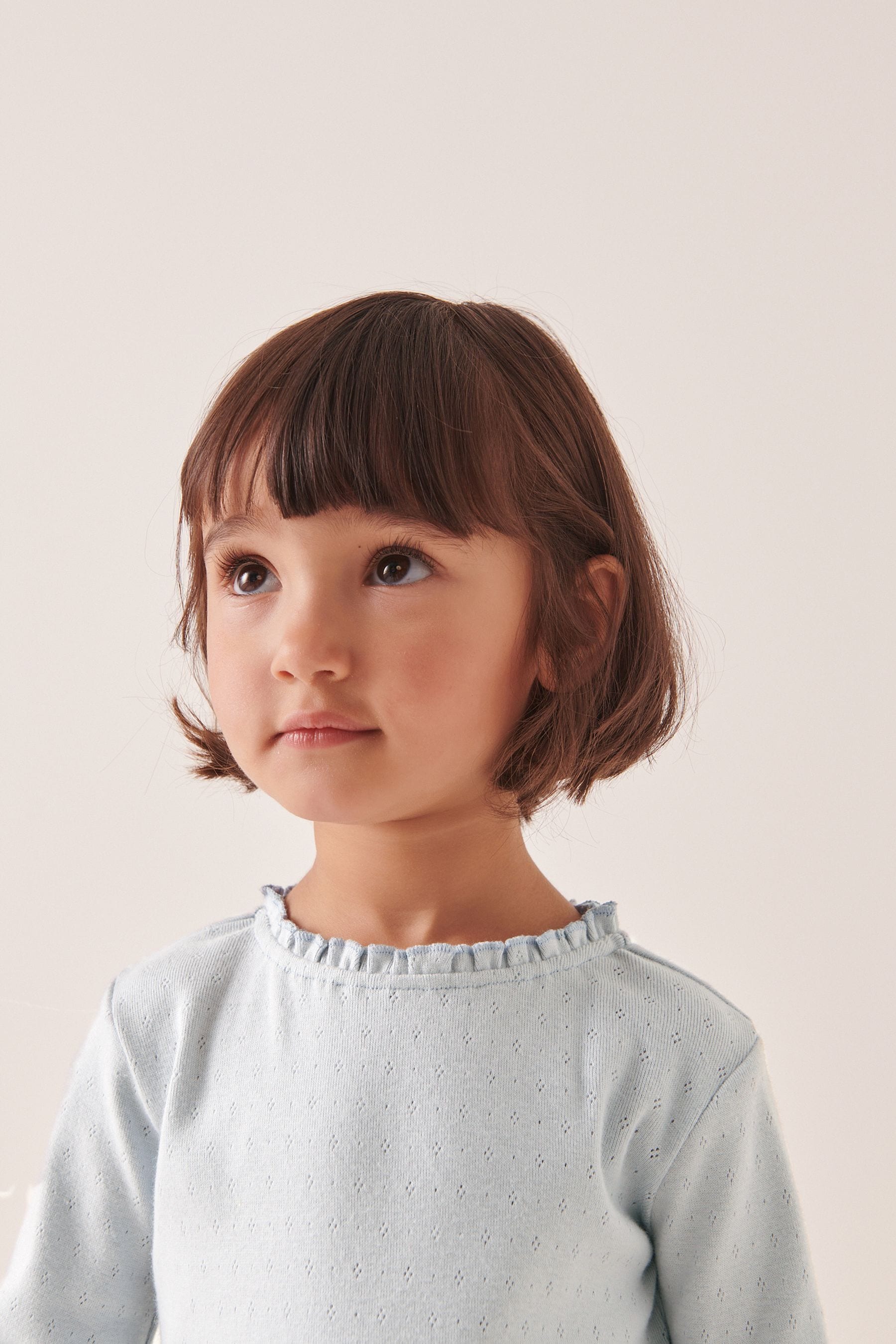 Blue Brushed Pointelle Top (3mths-7yrs)