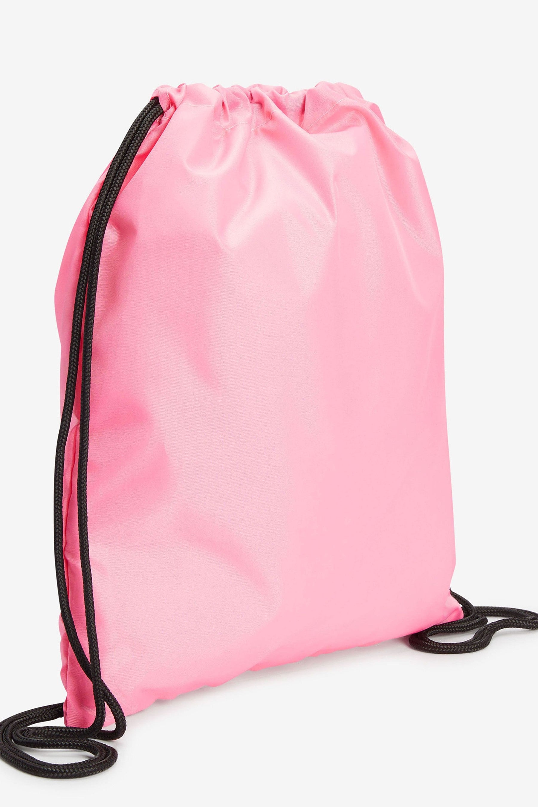 Pink School Drawstring Bag with internal Zip Pocket