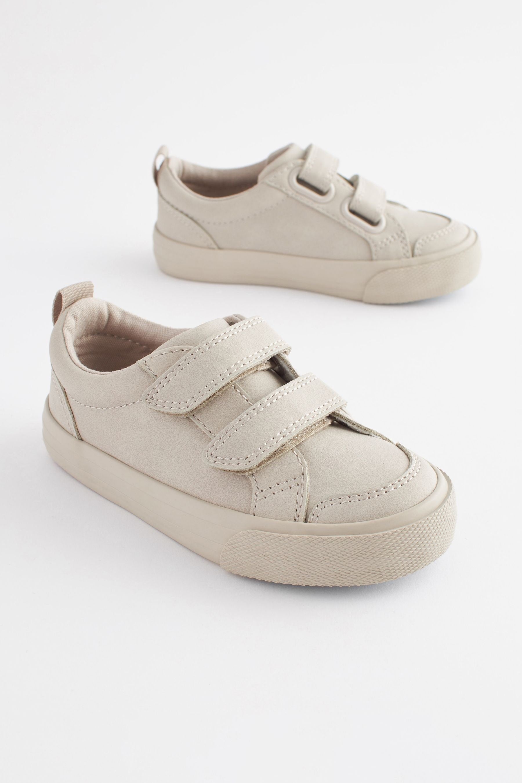 Stone Cream Two Strap Touch Fastening Trainers