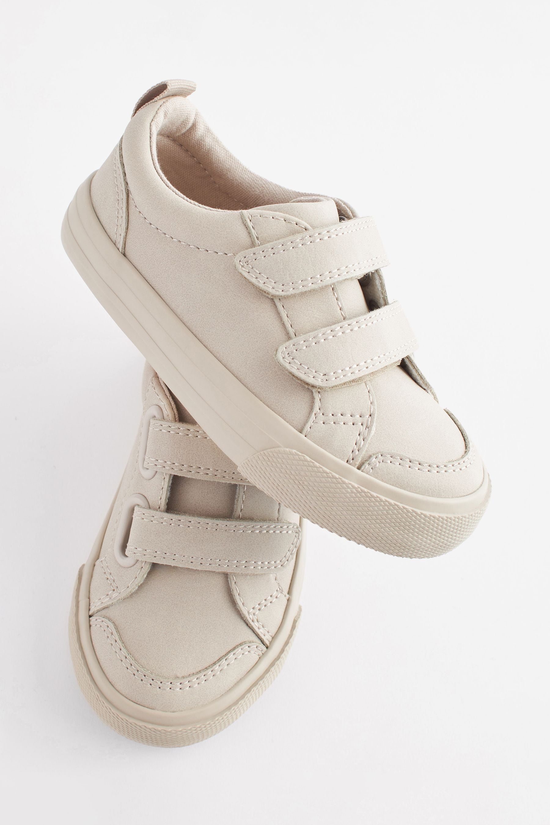 Stone Cream Two Strap Touch Fastening Trainers