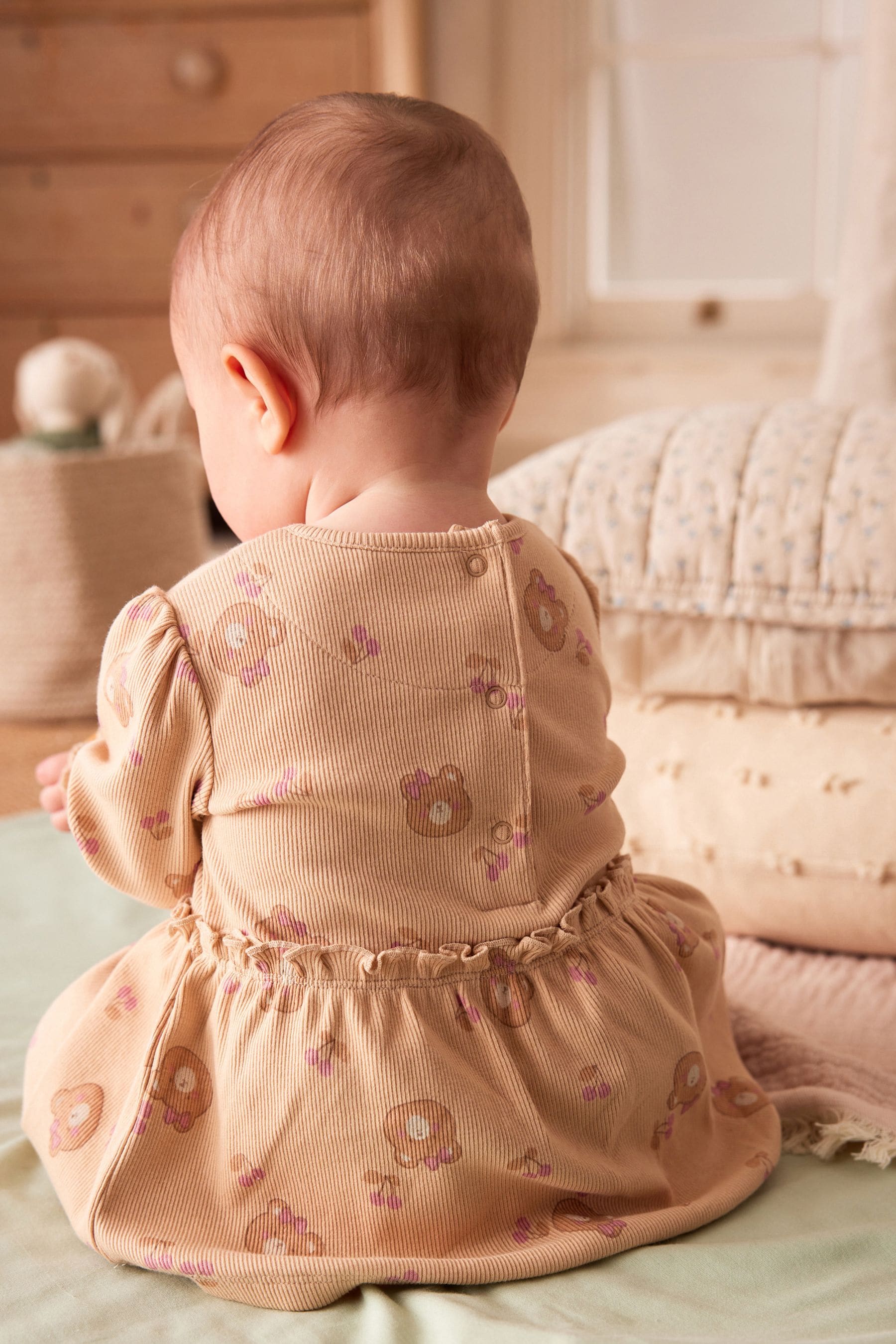 Beige Bear Baby Top And Leggings Set