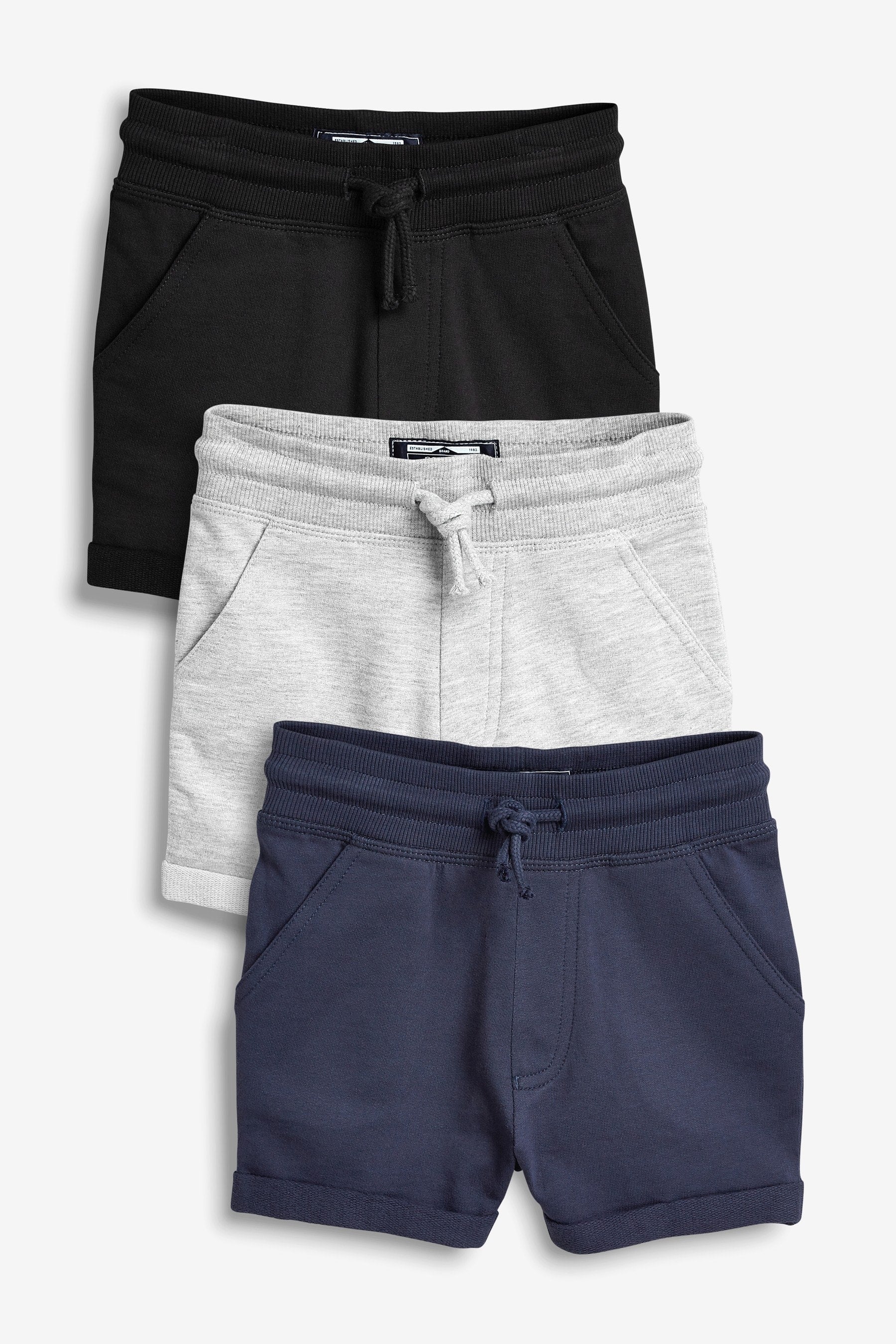 Black/Navy/Grey Jersey Shorts 3 Pack (3mths-7yrs)