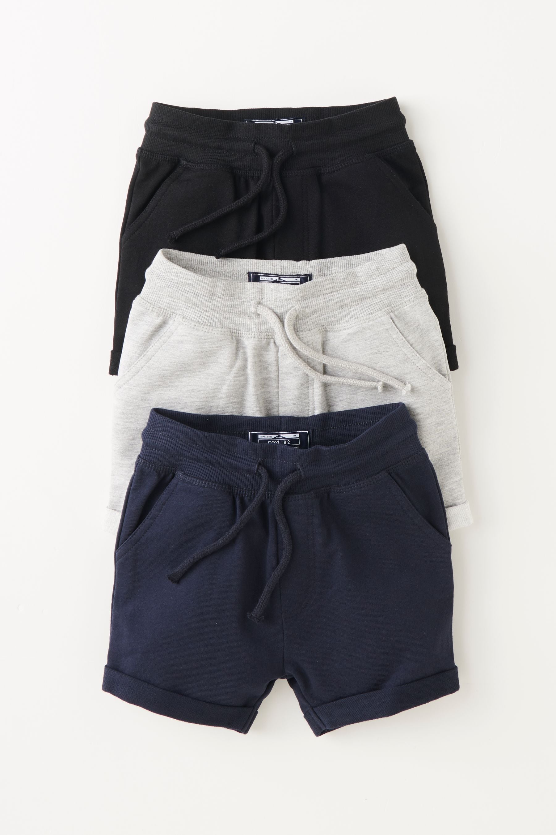 Black/Navy/Grey Jersey Shorts 3 Pack (3mths-7yrs)