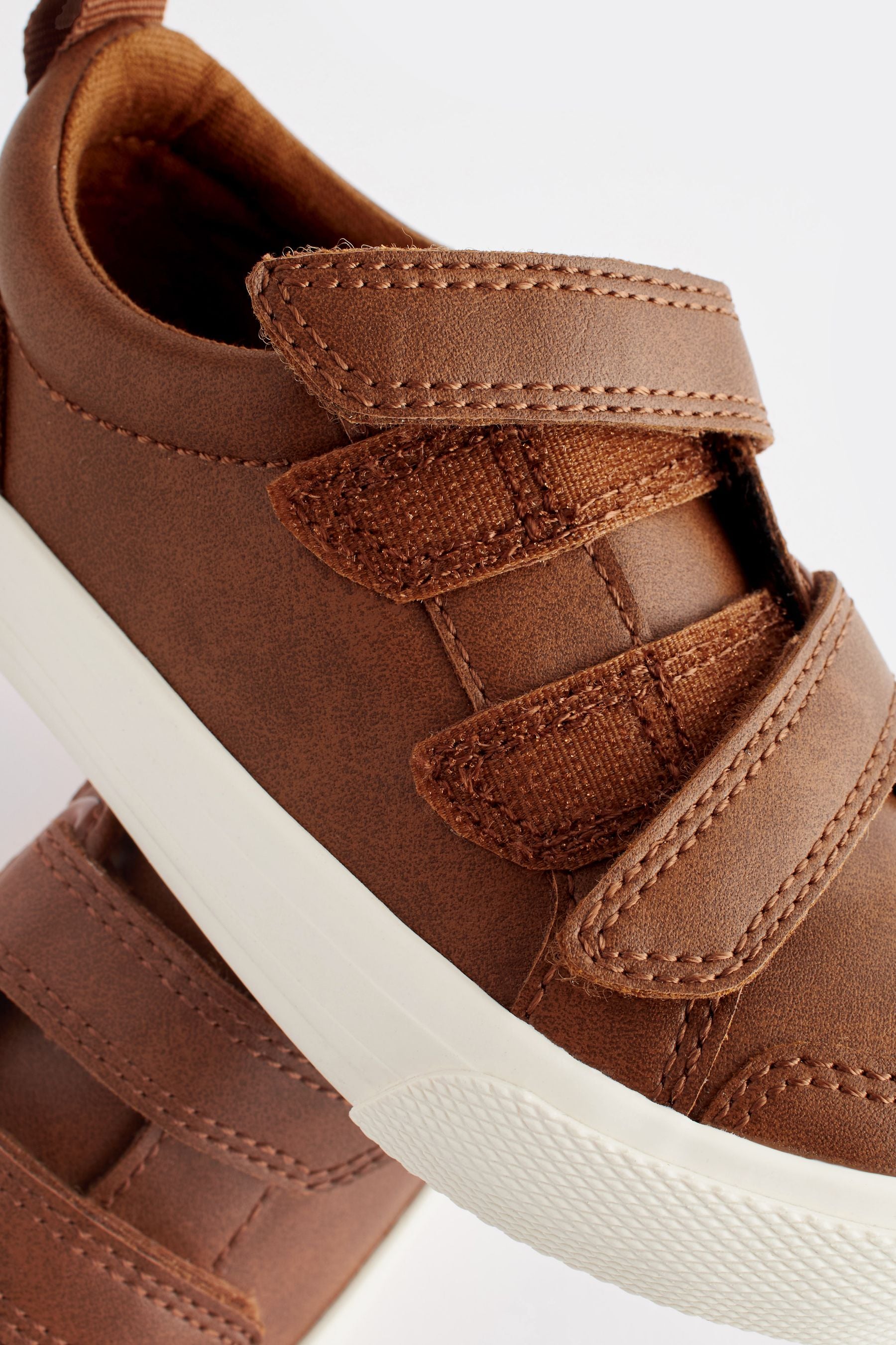 Tan Brown Two Strap Touch Fastening Trainers