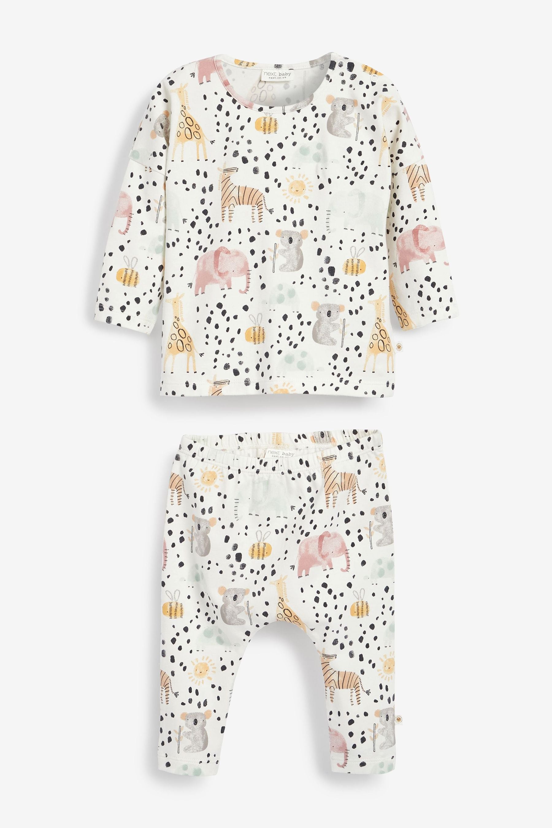 White Baby 2 Piece Animal Print Top And Leggings Set (0mths-2yrs)