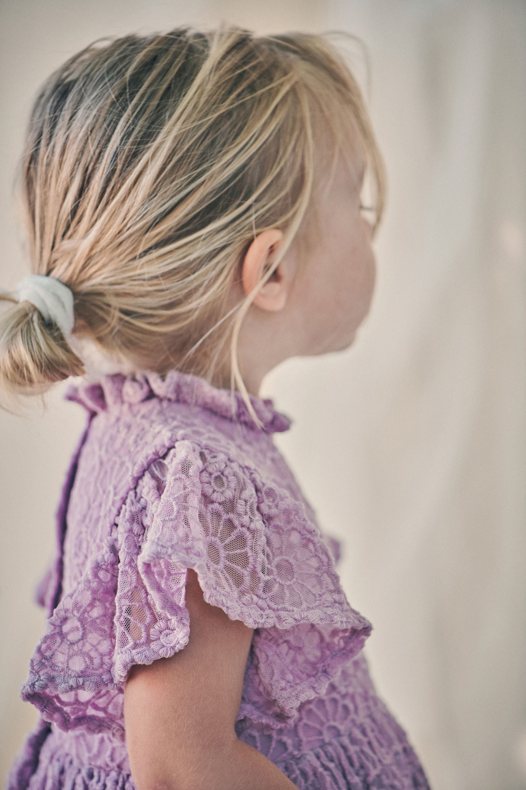 Lilac Purple Short Sleeve Lace Party Bridesmaid Dress (3mths-7yrs)