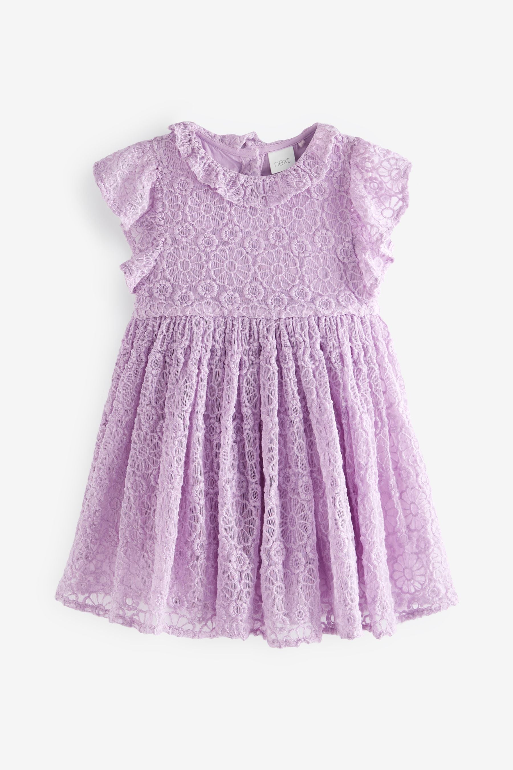 Lilac Purple Short Sleeve Lace Party Bridesmaid Dress (3mths-7yrs)