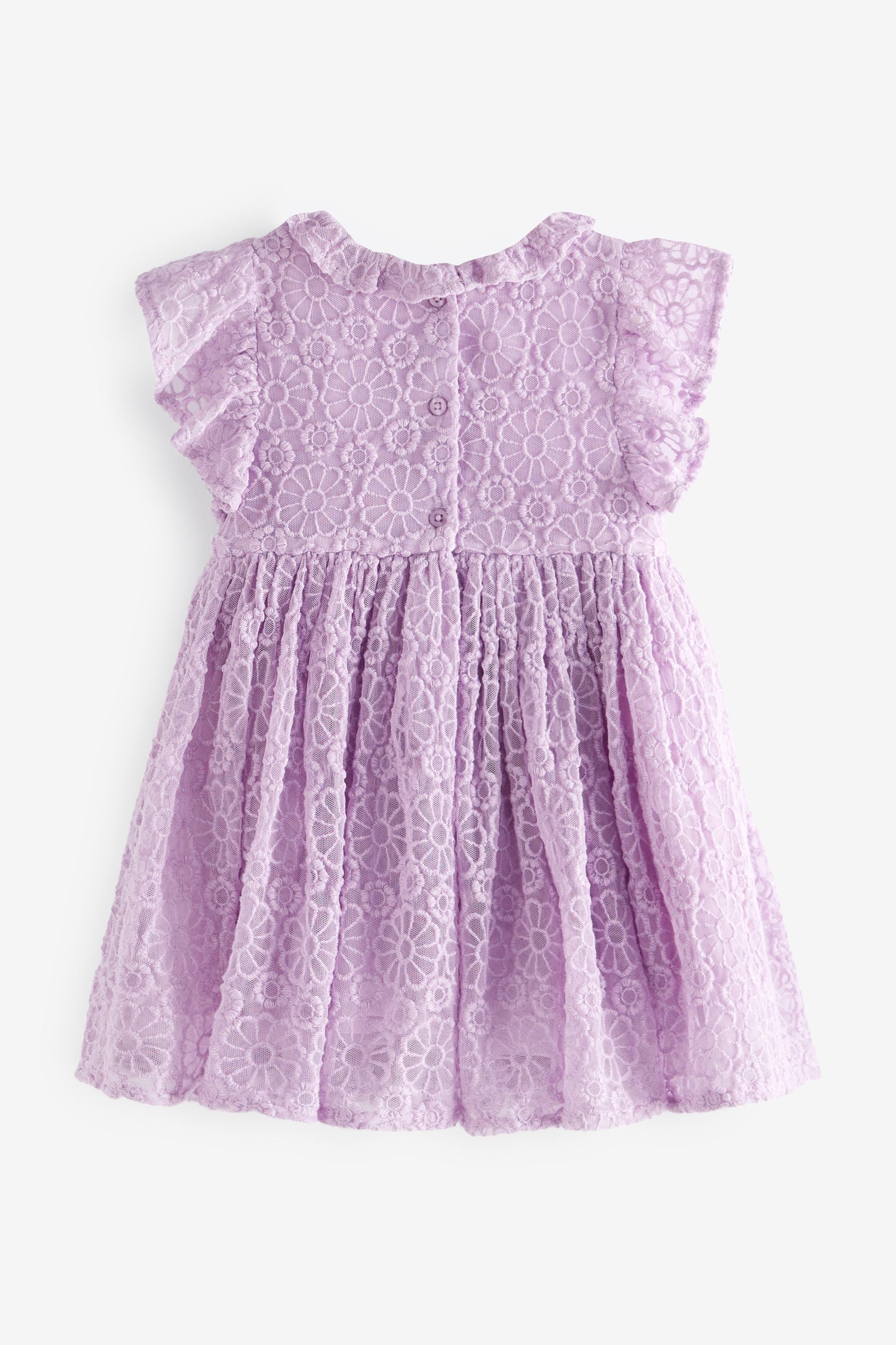 Lilac Purple Short Sleeve Lace Party Bridesmaid Dress (3mths-7yrs)