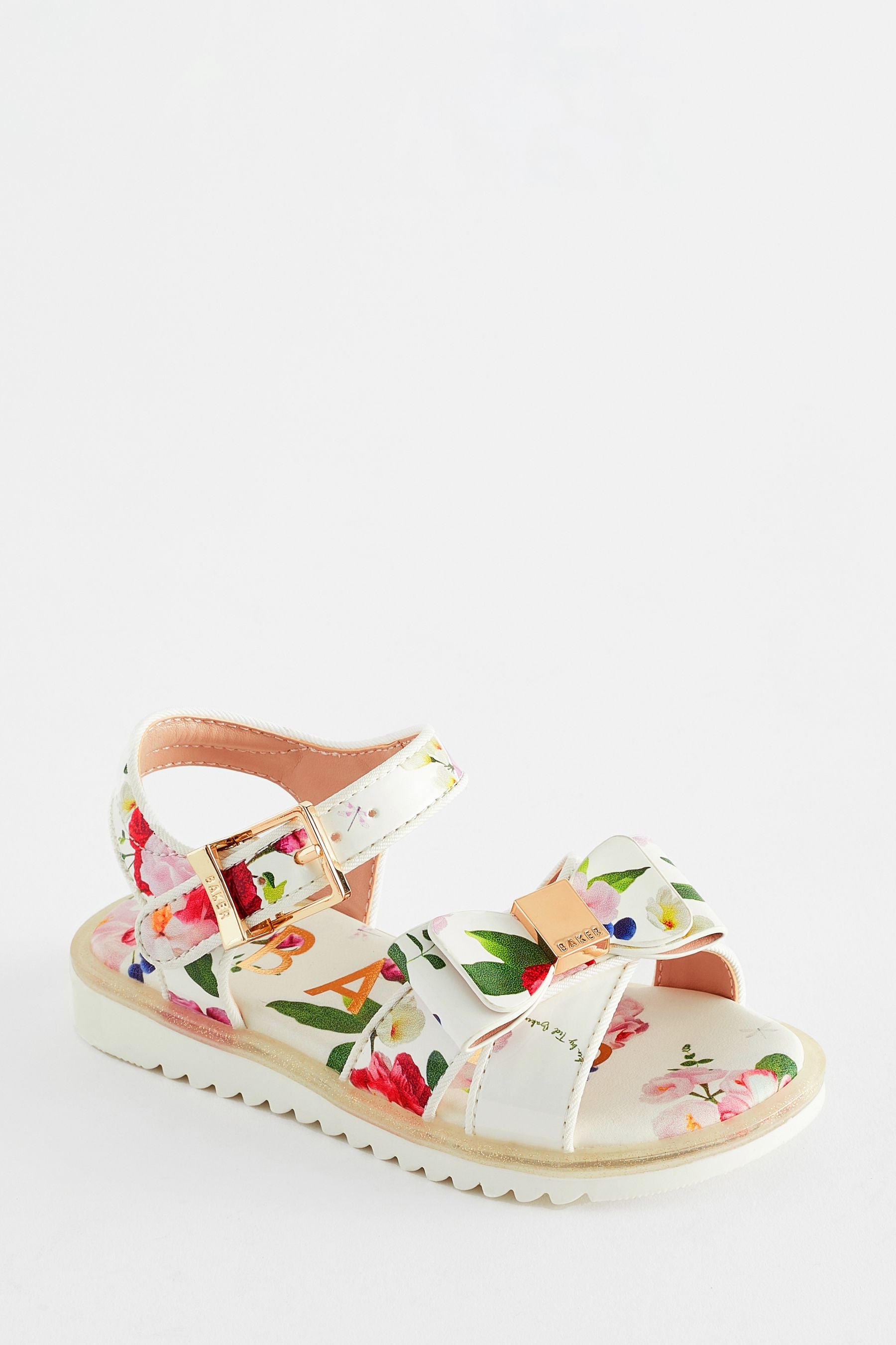 White Baker by Ted Baker Girls Pink Sporty Sandals with Bow