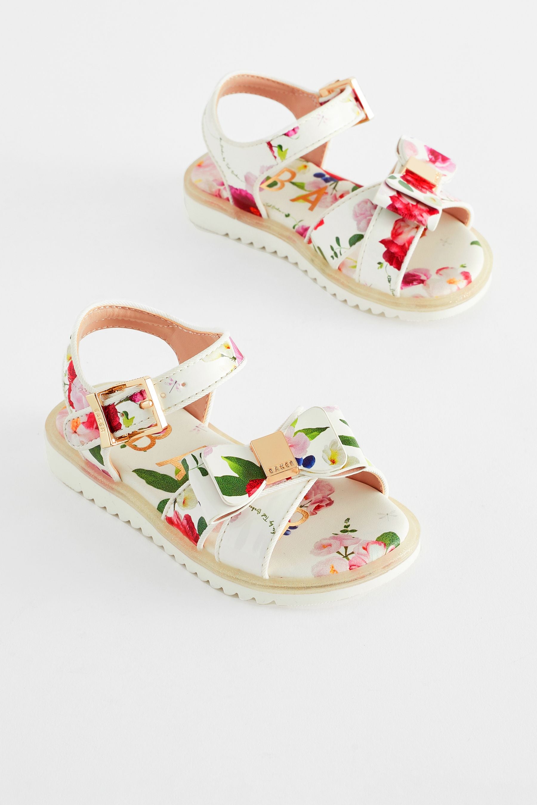 White Baker by Ted Baker Girls Pink Sporty Sandals with Bow