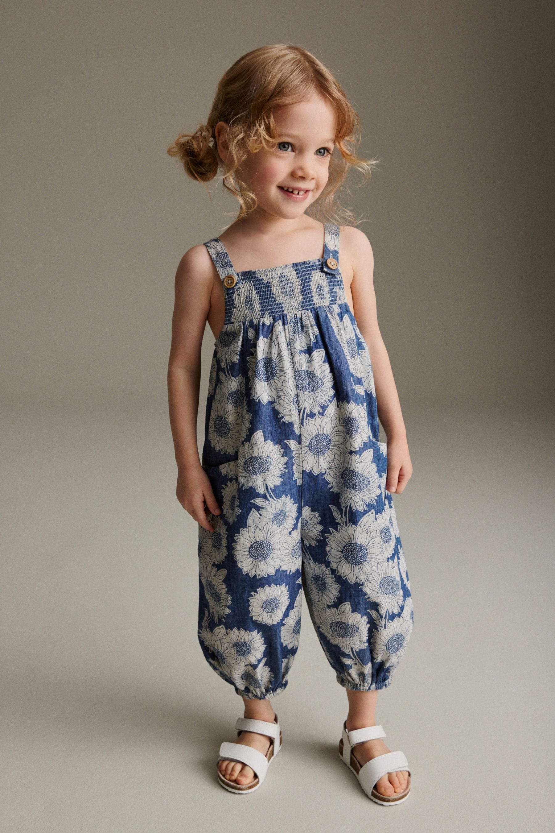 Denim Sunflower Printed Playsuit (3mths-7yrs)