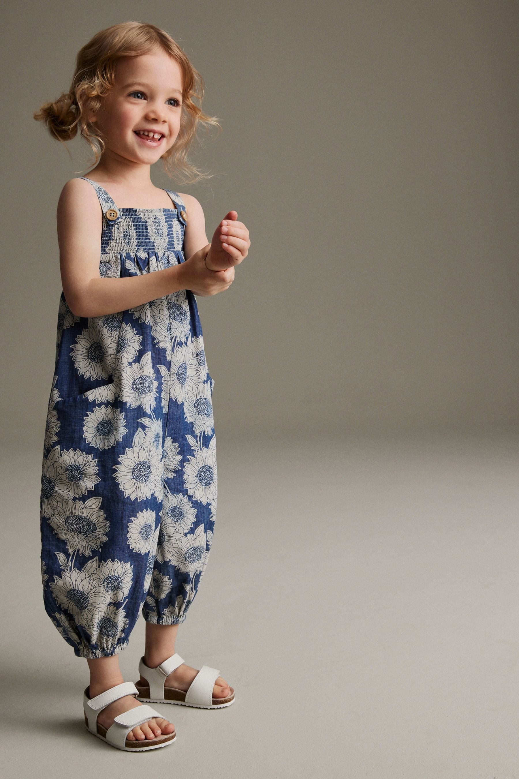 Denim Sunflower Printed Playsuit (3mths-7yrs)