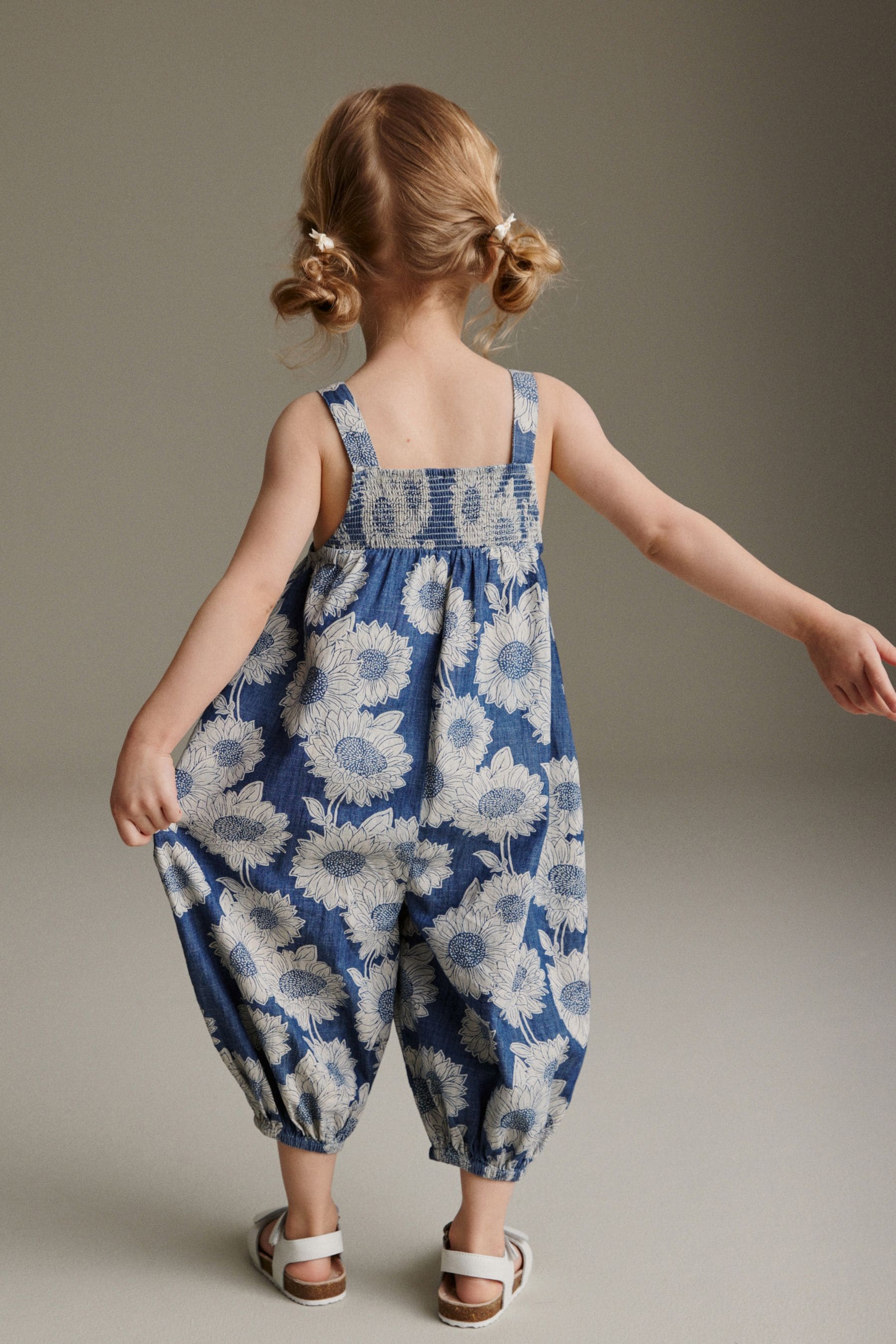 Denim Sunflower Printed Playsuit (3mths-7yrs)