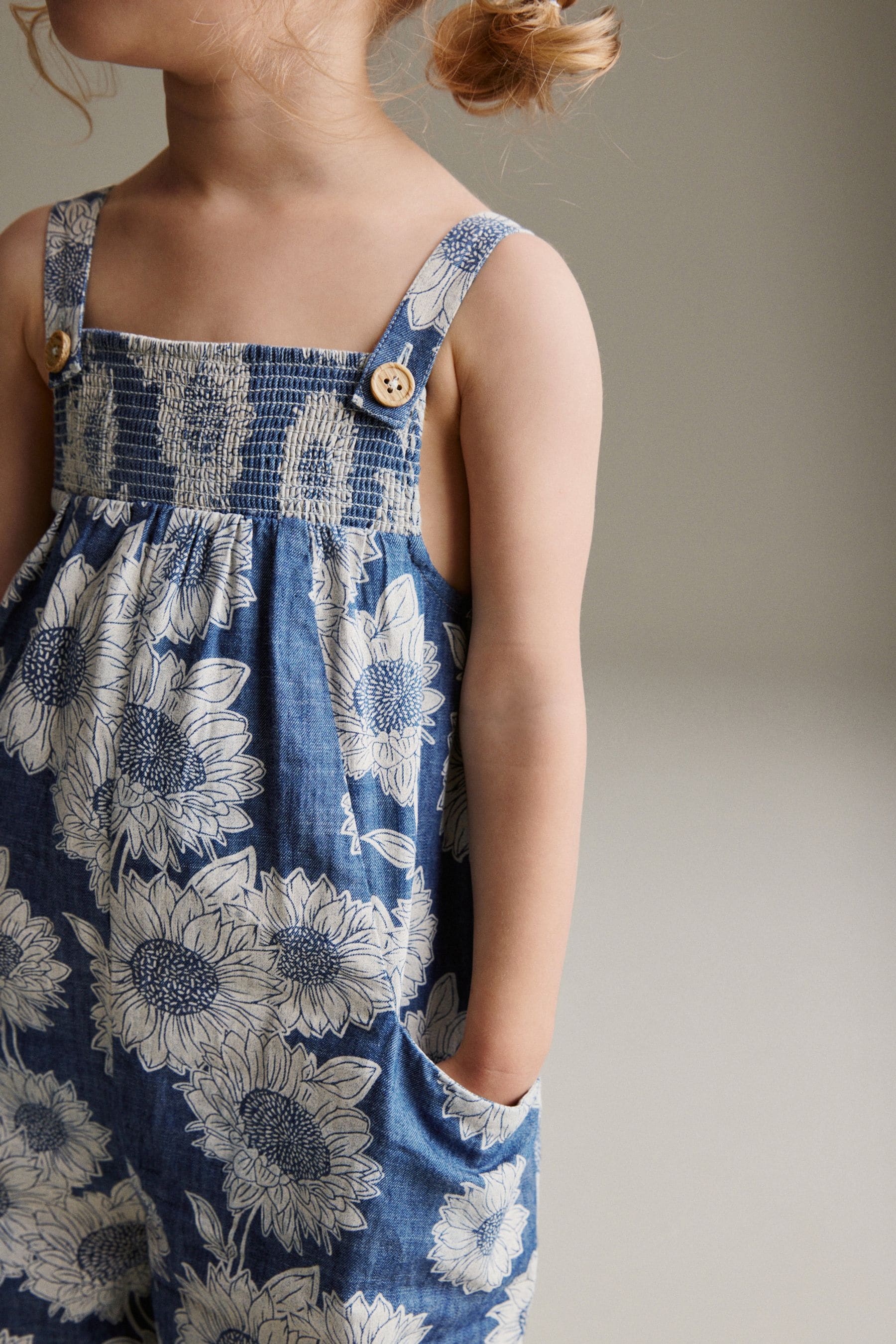 Denim Sunflower Printed Playsuit (3mths-7yrs)