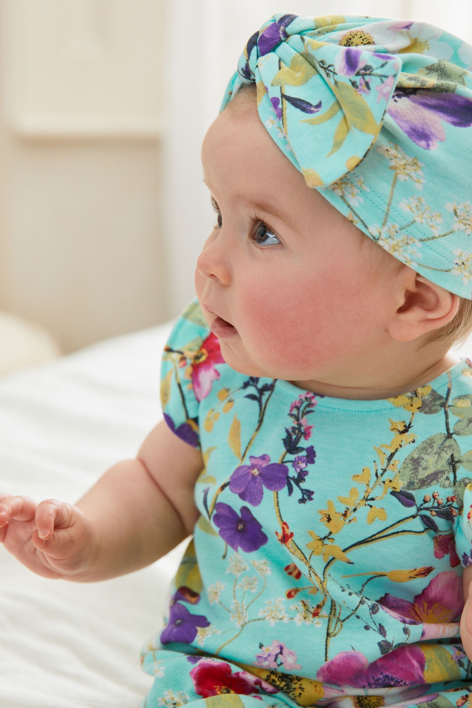 Bright Floral Baby 2 Pack Turban Hats (0mths-2yrs)