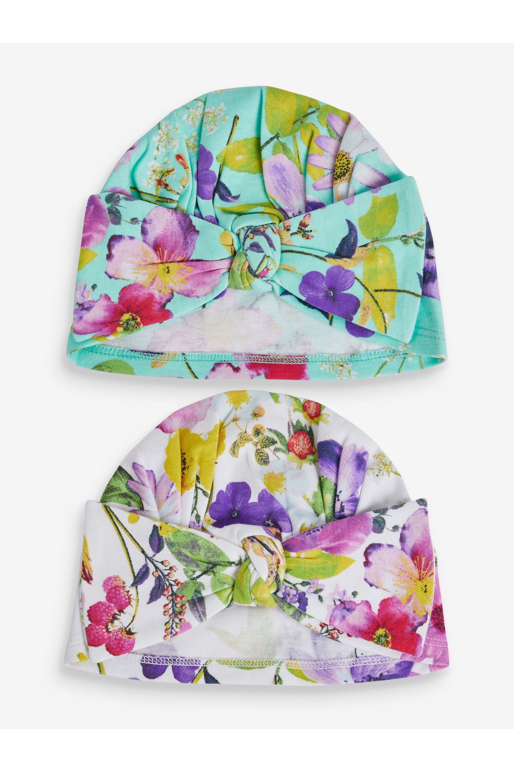 Bright Floral Baby 2 Pack Turban Hats (0mths-2yrs)