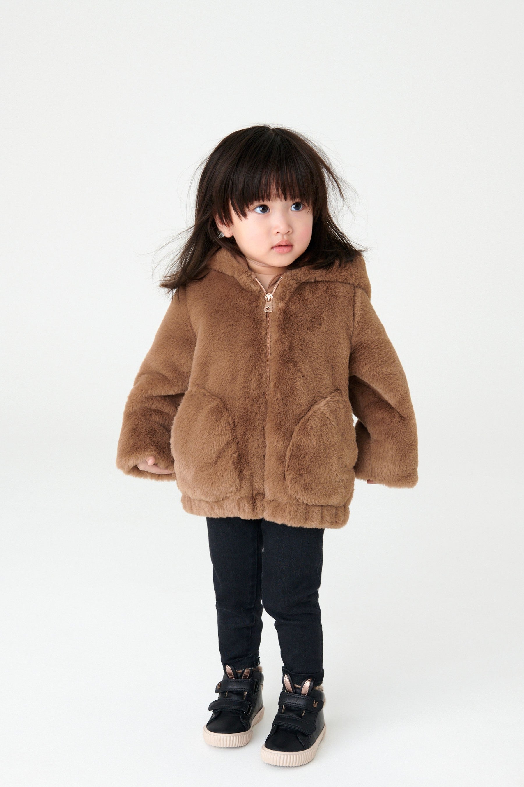 Camel Brown Cosy Faux Fur Jacket (12mths-7yrs)
