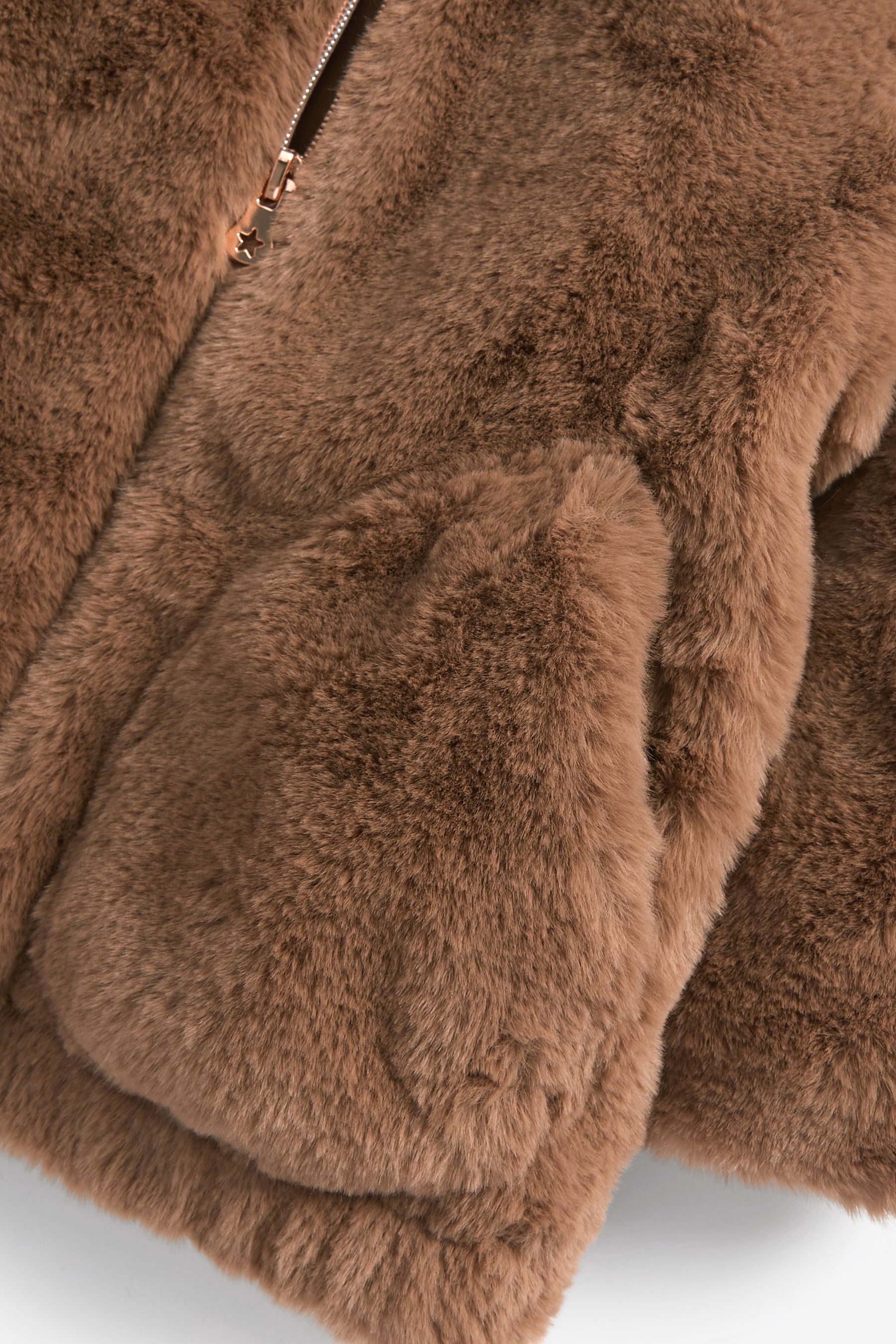 Camel Brown Cosy Faux Fur Jacket (12mths-7yrs)