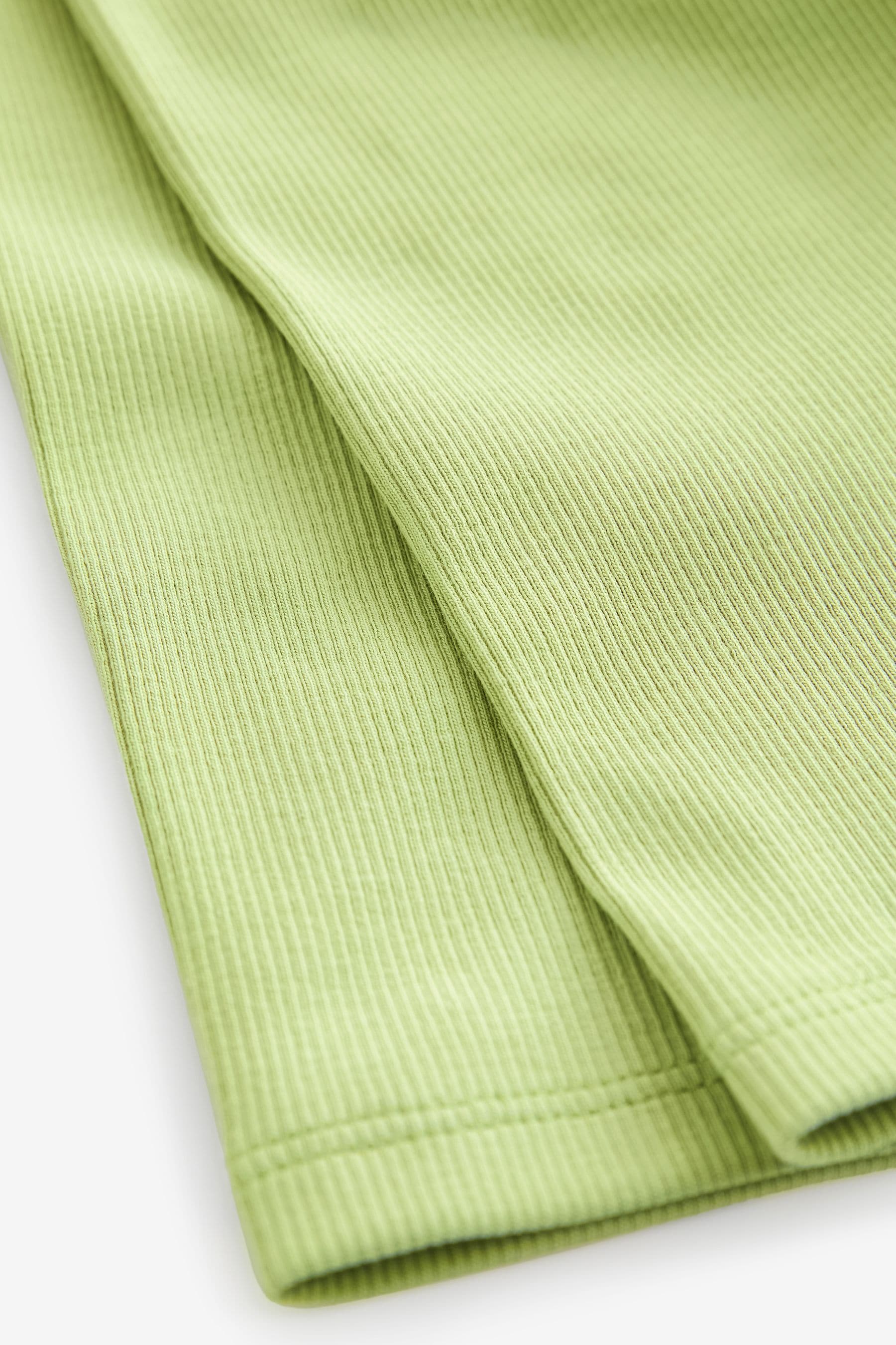 Green Ribbed Cropped Leggings (3-16yrs)