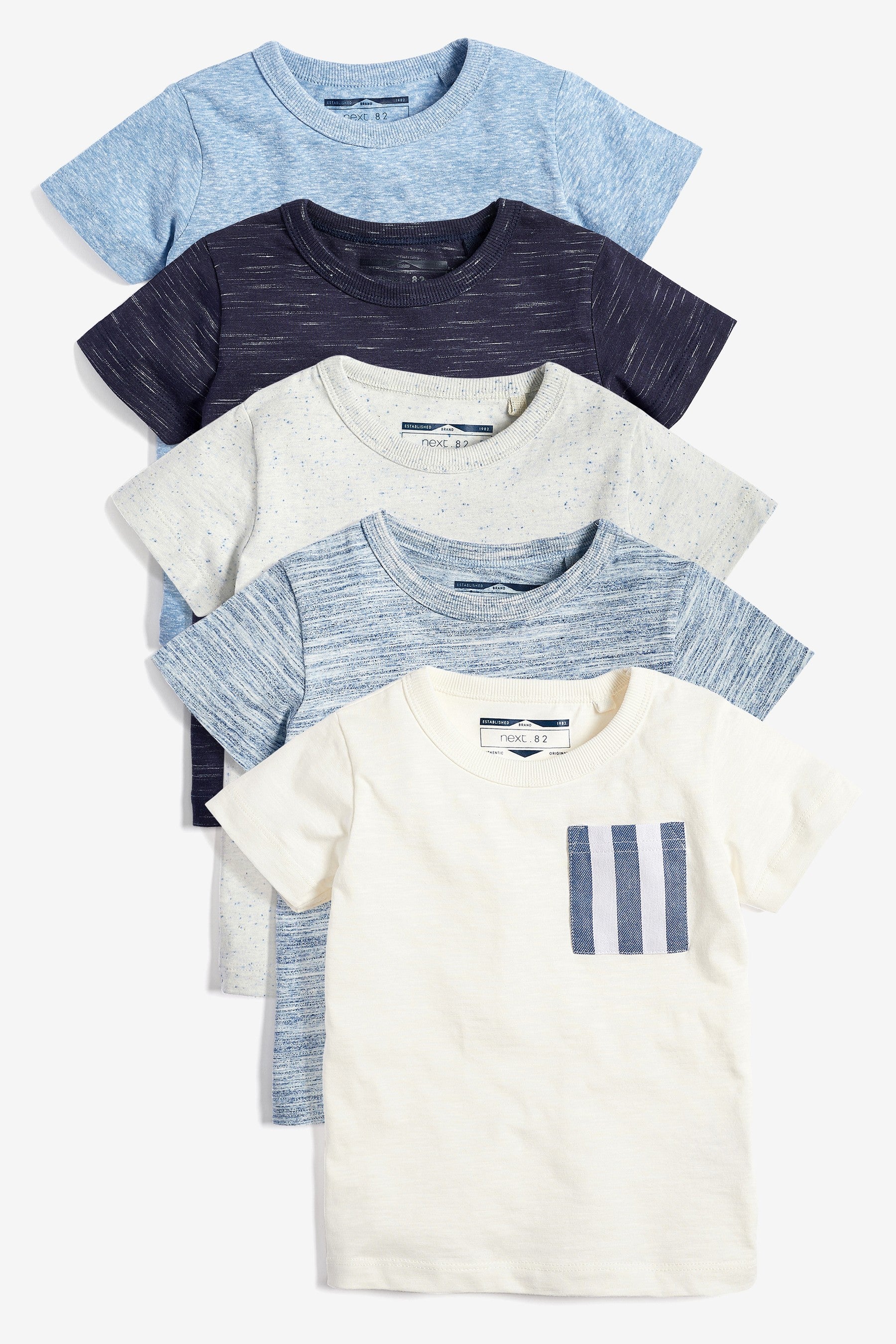 Blue 5 Pack Textured T-Shirts (3mths-7yrs)