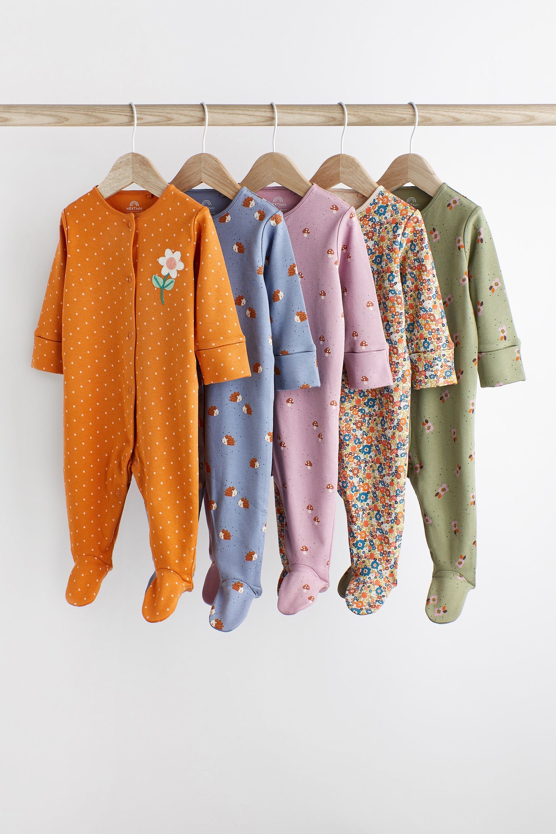 Multi Baby Sleepsuits 5 Pack (0mths-2yrs)