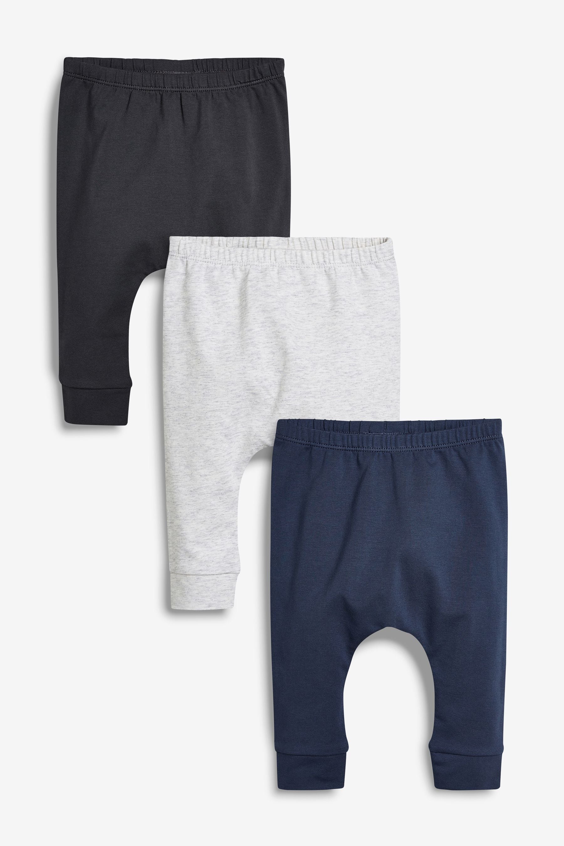 Grey/Navy Baby 3 Pack Leggings