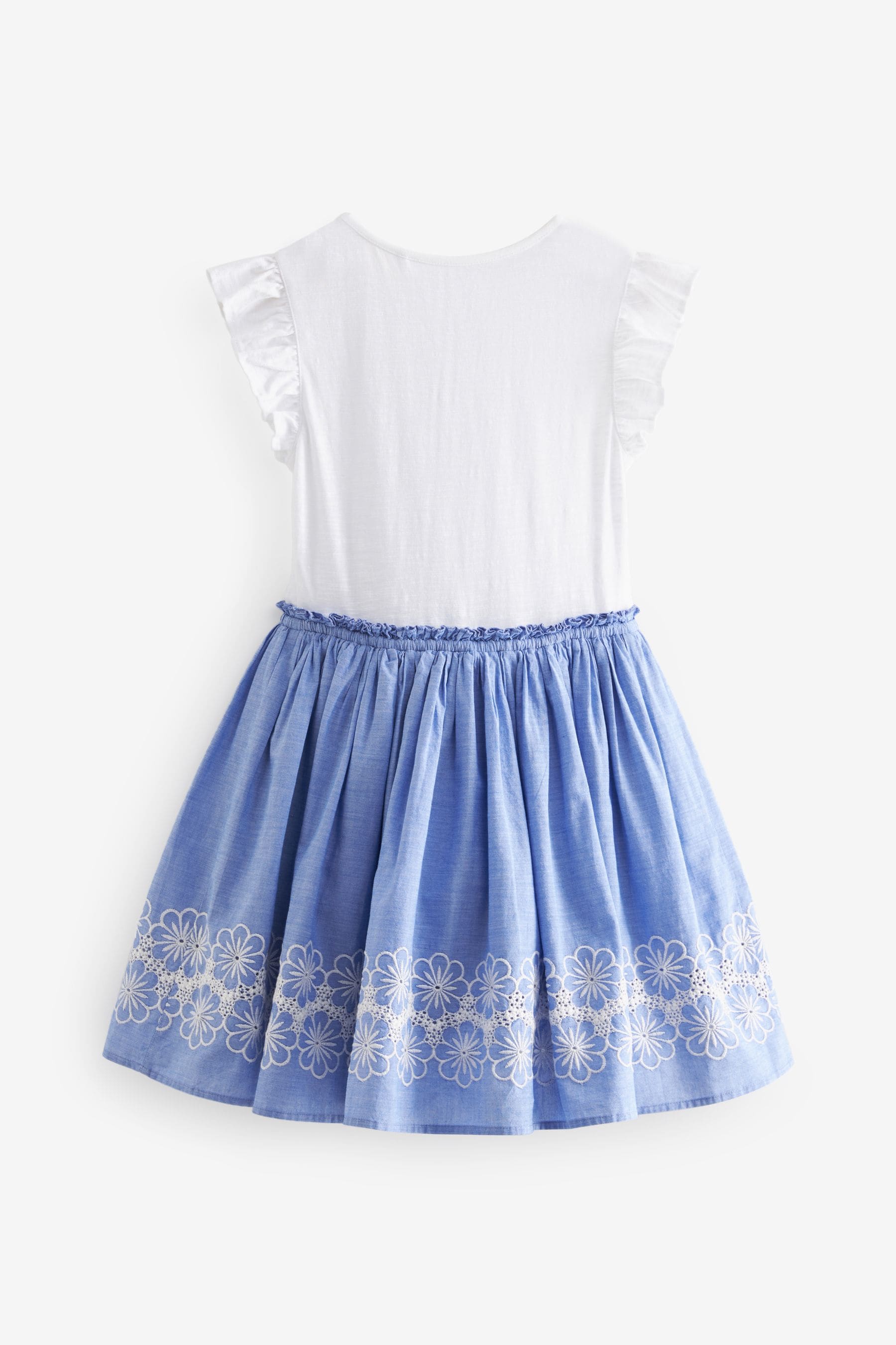 Blue/White Embroidered Skirt Dress (3-12yrs)