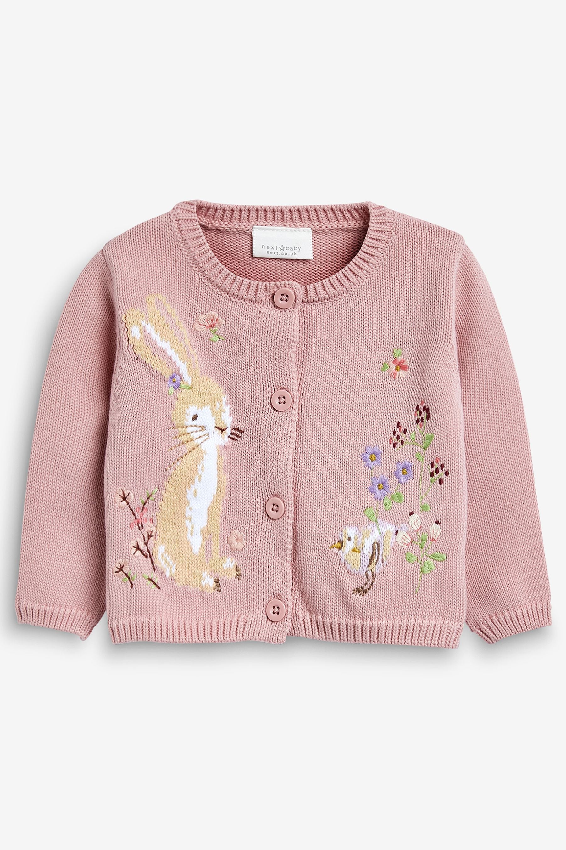 Pink Embroidered Baby Cardigan (0mths-2yrs)