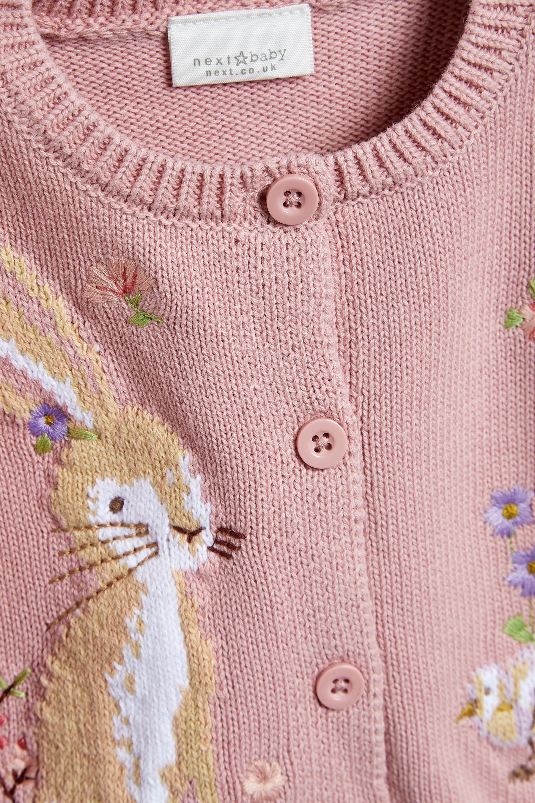 Pink Embroidered Baby Cardigan (0mths-2yrs)