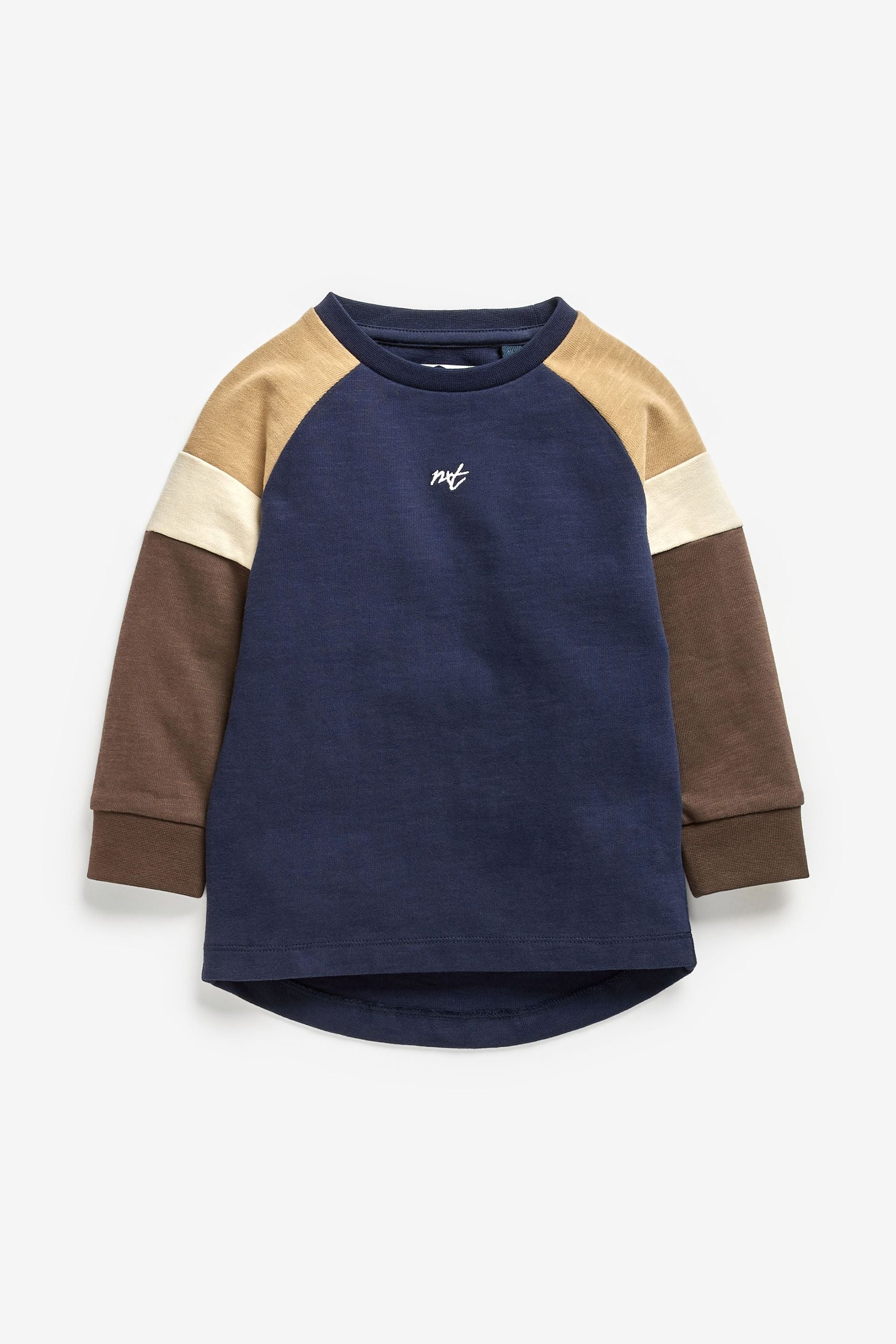 Navy/Tan Cosy Long Sleeve Raglan T-Shirt (3mths-7yrs)