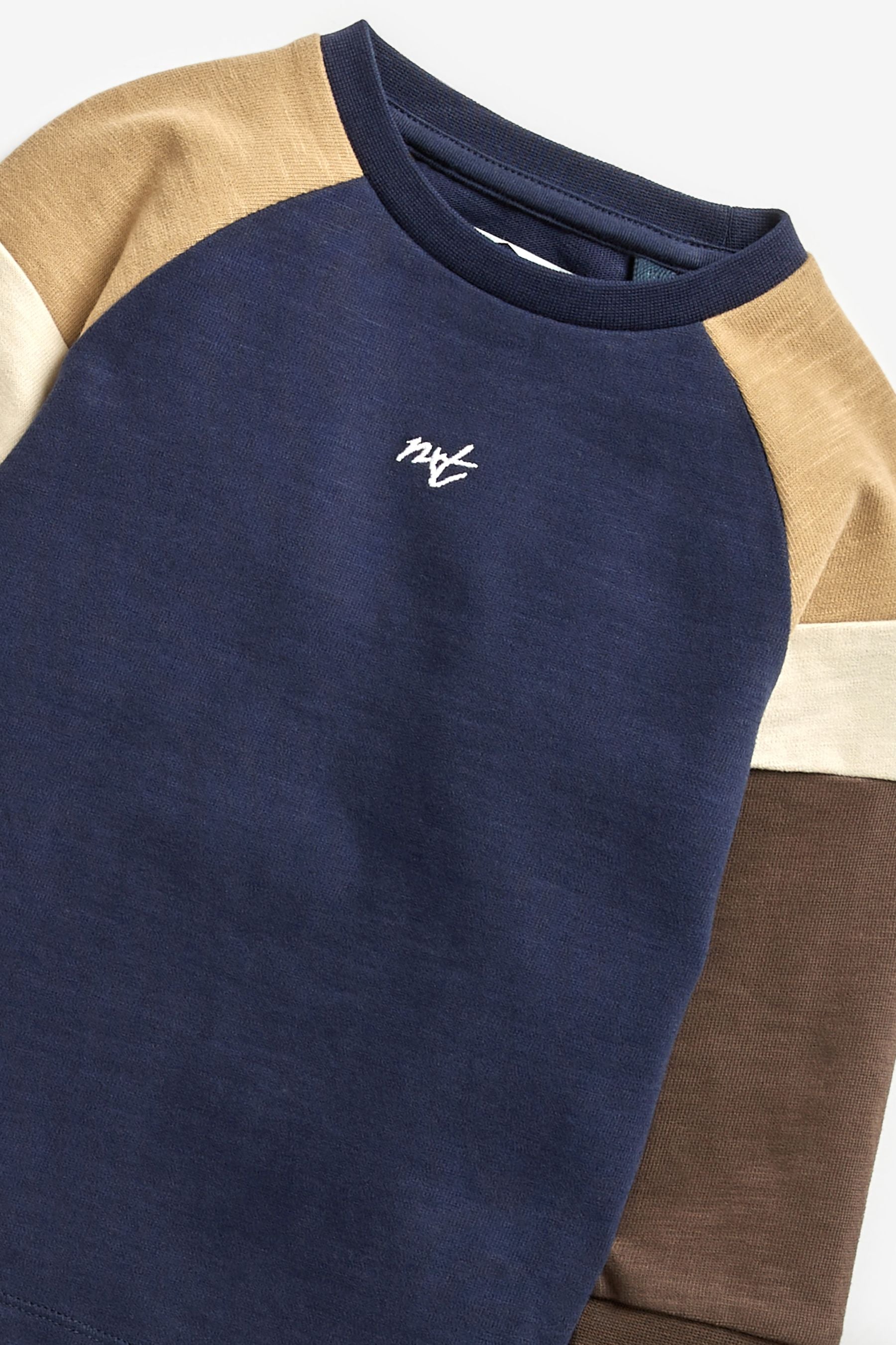 Navy/Tan Cosy Long Sleeve Raglan T-Shirt (3mths-7yrs)