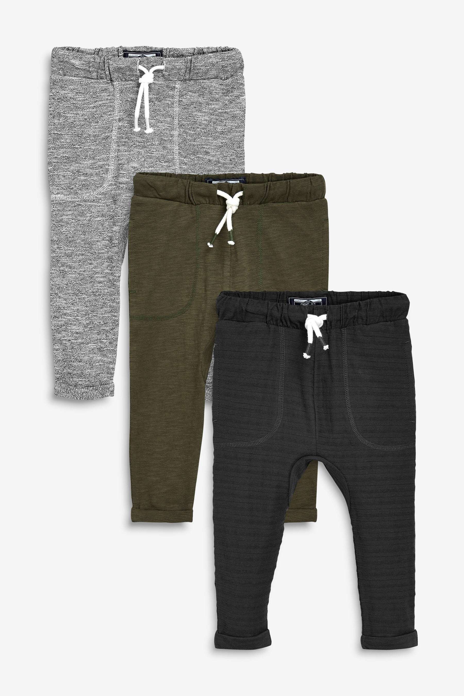 Khaki/Grey 3 Pack Lightweight Joggers (3mths-7yrs)