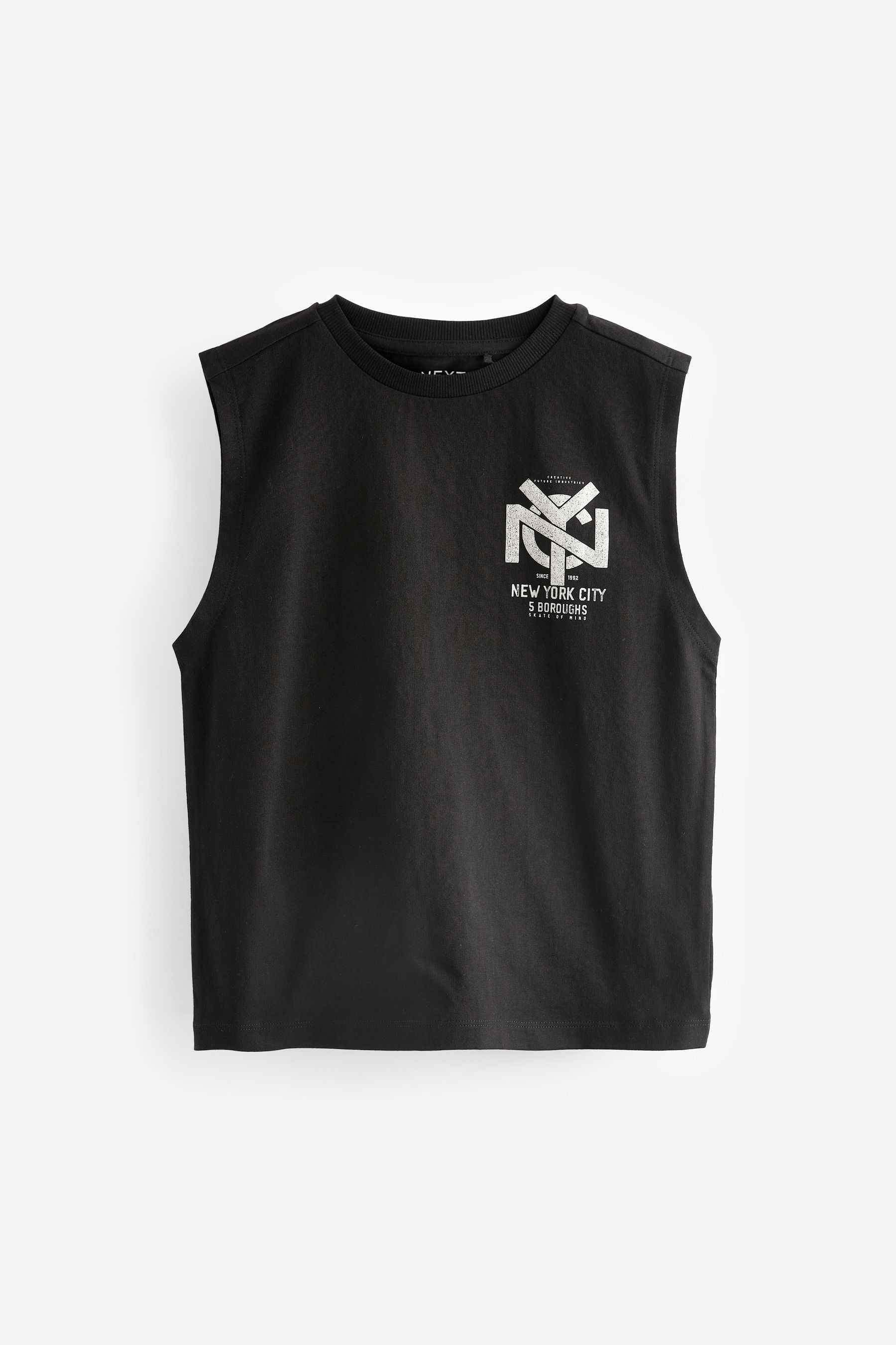 Black/Ecru Graphic Tank Vest Tops 2 Pack (3-16yrs)