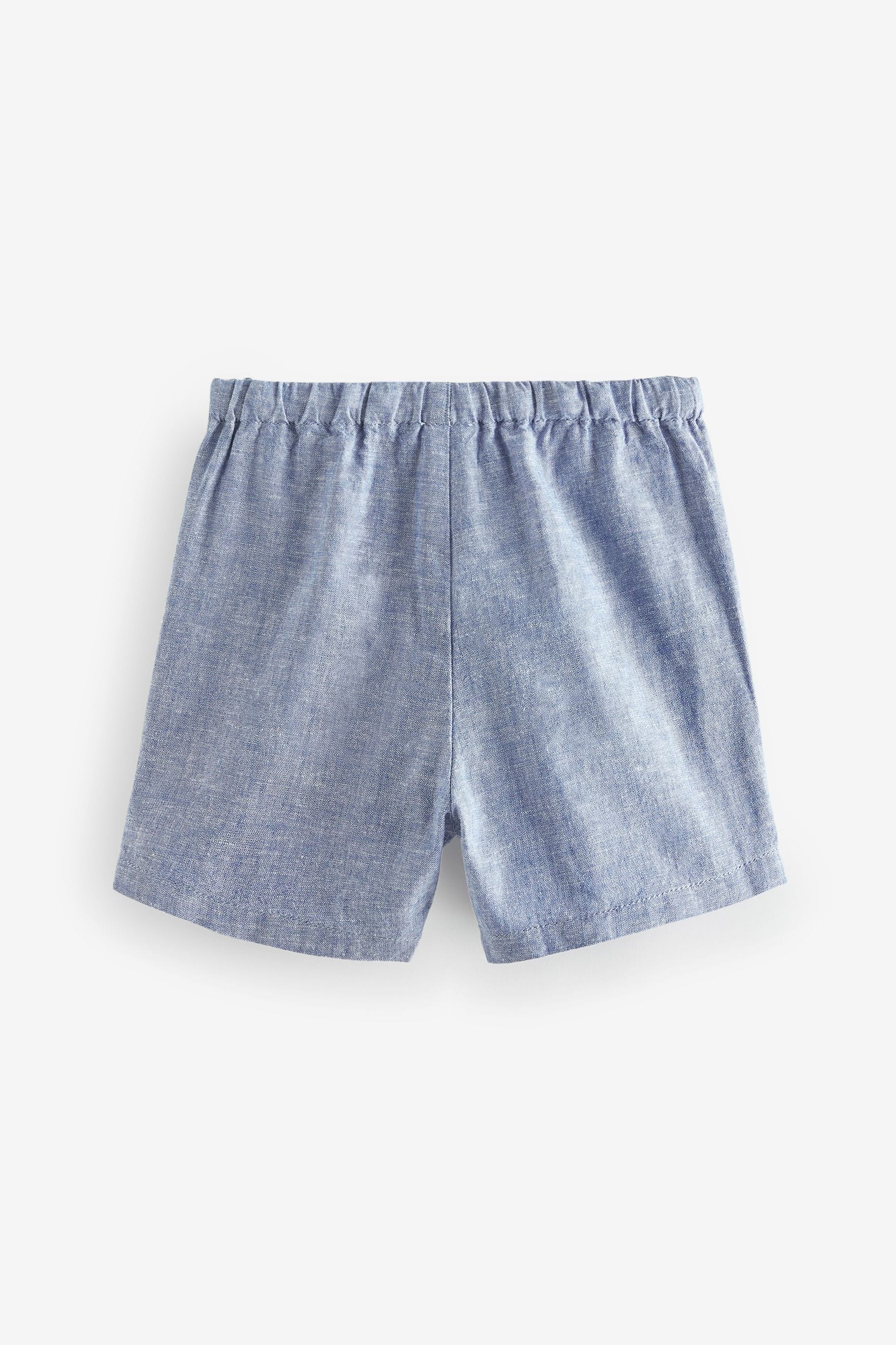 Blue Chambray Linen Blend Pull-On Shorts (3mths-7yrs)