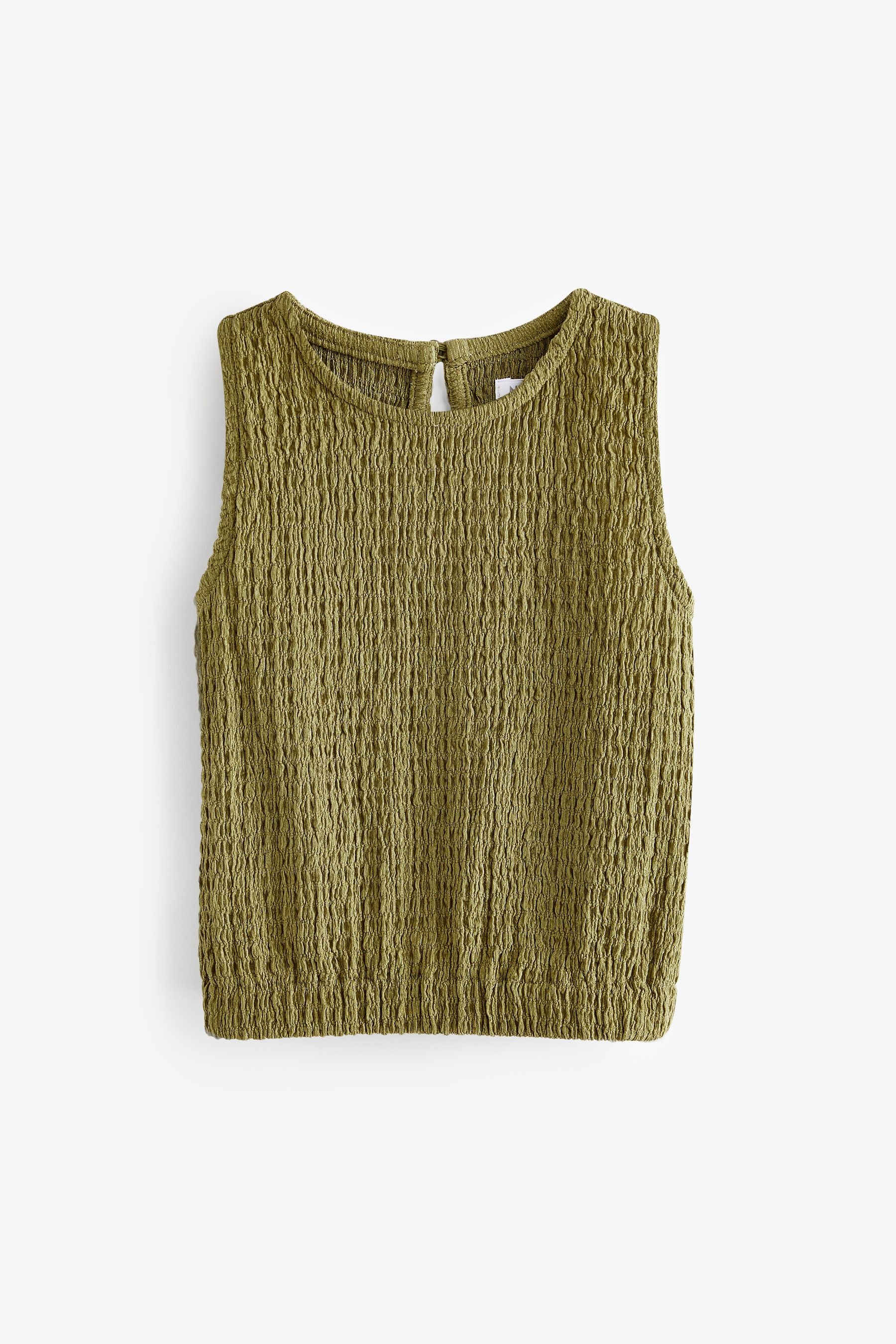 Khaki Green Textured Vest (3-16yrs)