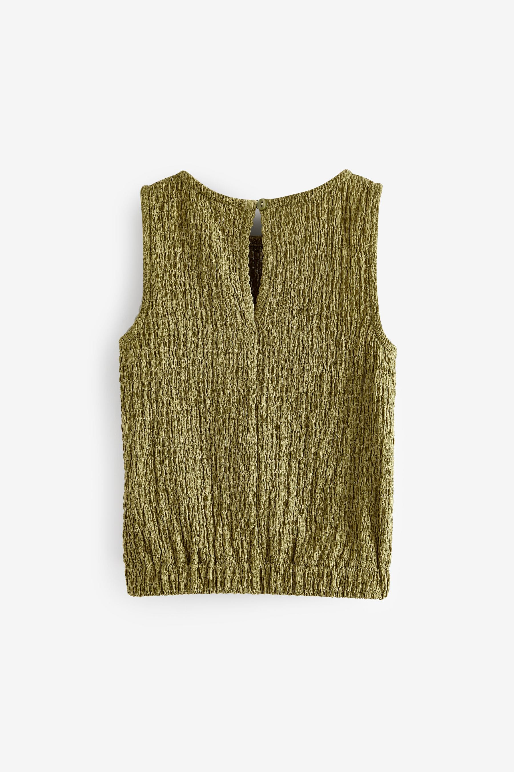 Khaki Green Textured Vest (3-16yrs)