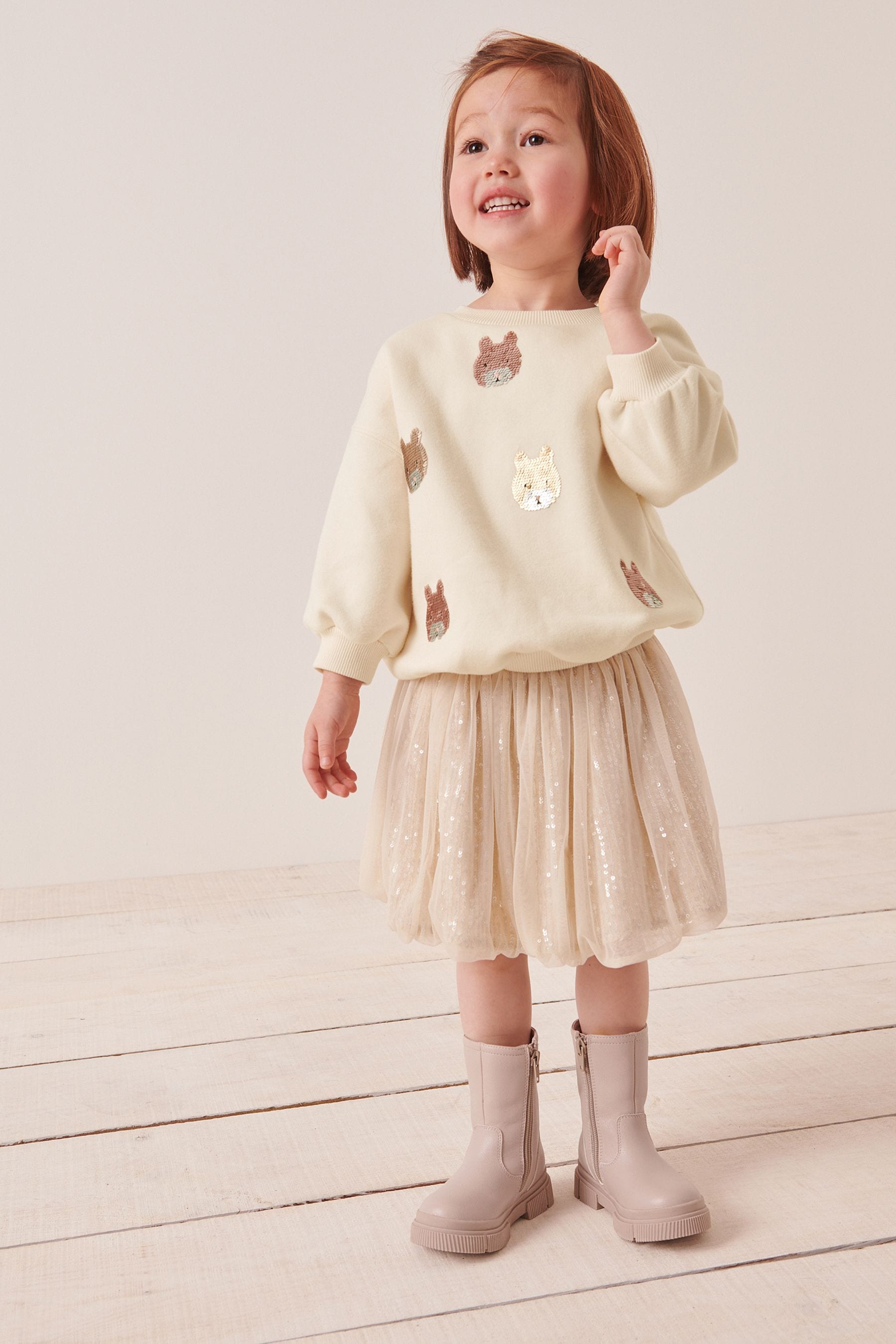 Cream Sequin Sweatshirt (3mths-7yrs)