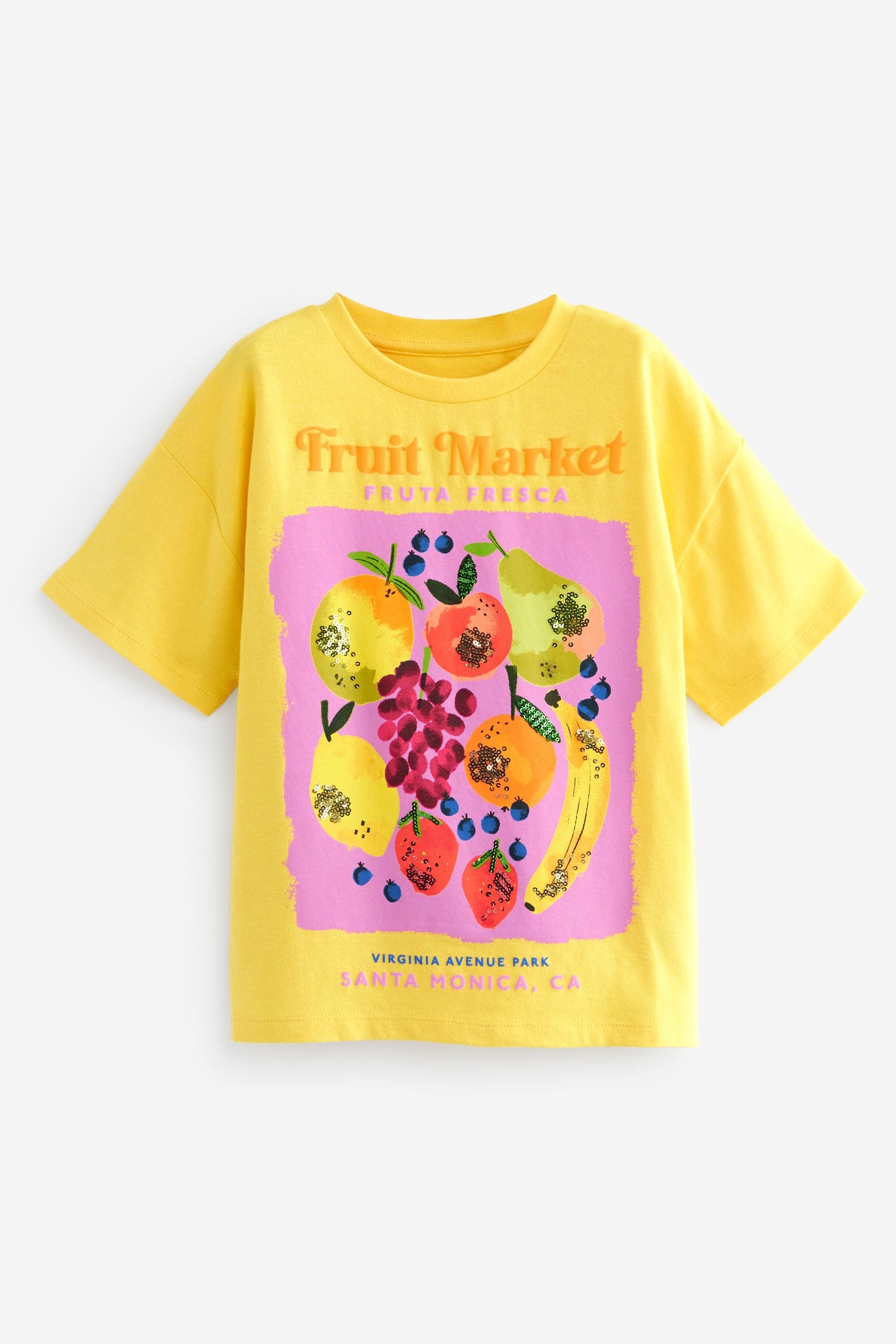 Yellow Oversized Embellished Graphic T-Shirt (3-16yrs)