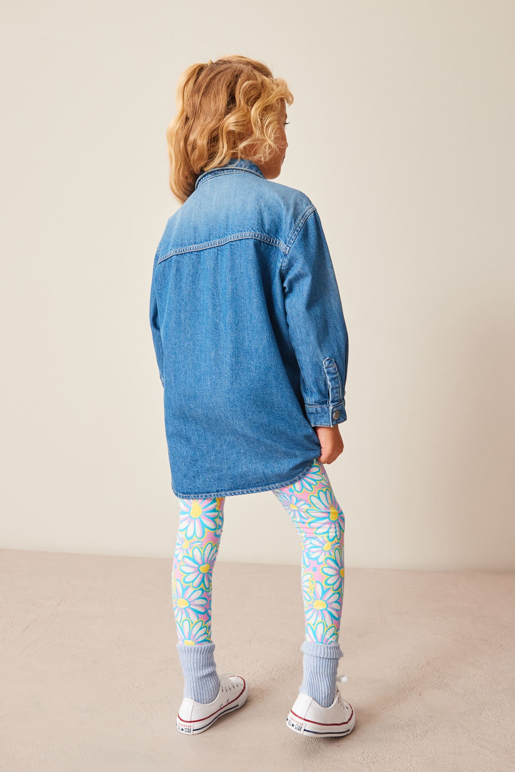 Blue Floral Print Jersey Leggings (3-16yrs)