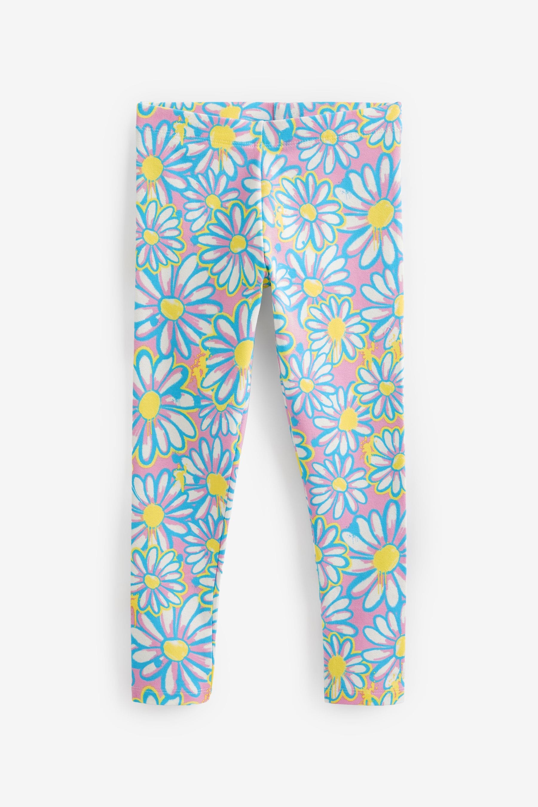 Blue Floral Print Jersey Leggings (3-16yrs)